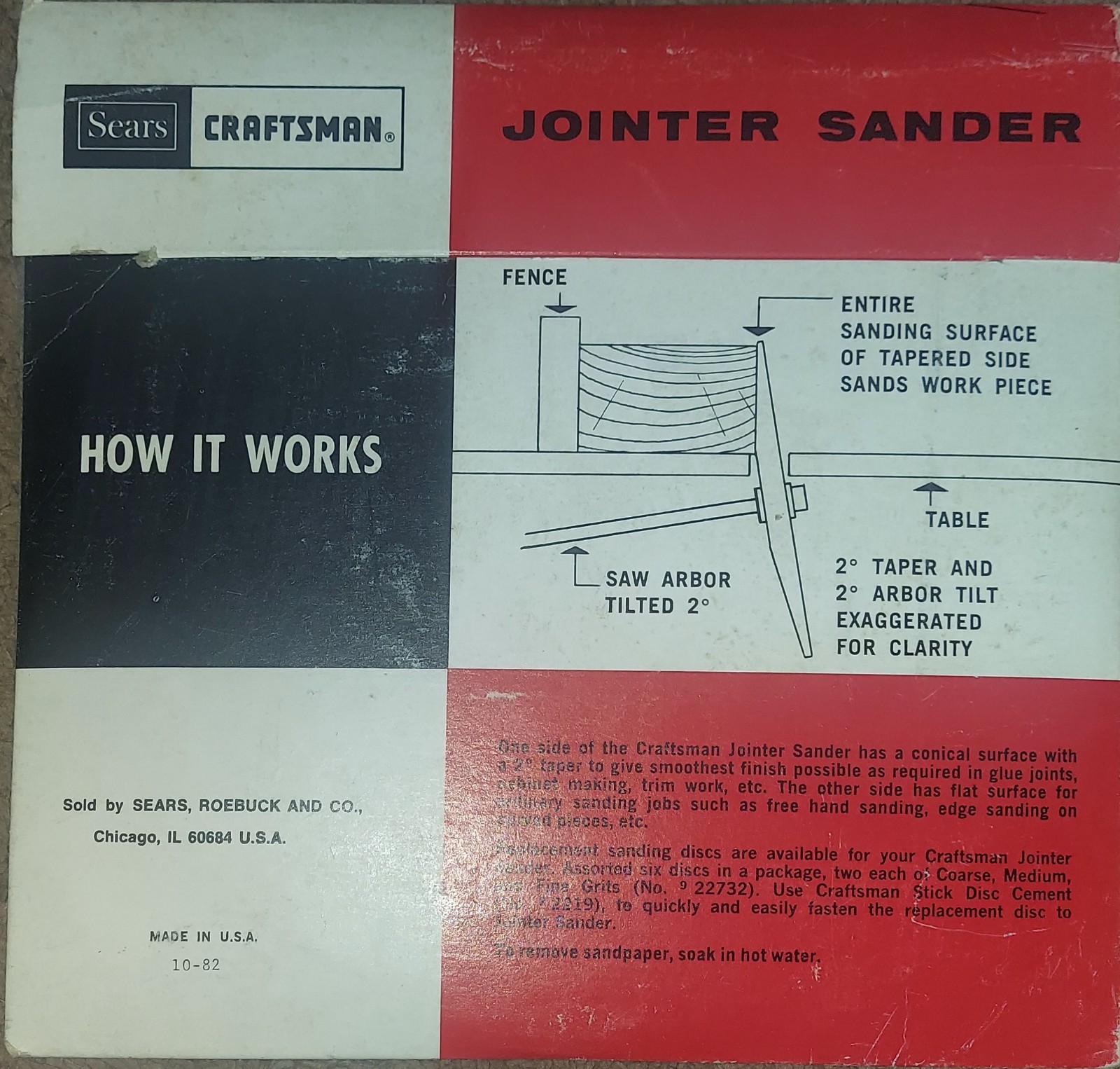 Sears Craftsman Jointer Sander Disc Bench Radial Arm Saw 8” USA Never Used