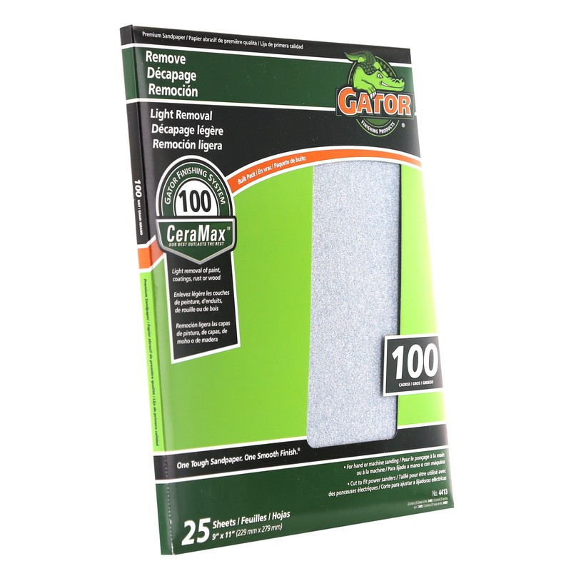 Gator 3403 100 Grit Aluminum Oxide Medium Sanding Sheet 9 x 11 in. (Pack of 25)