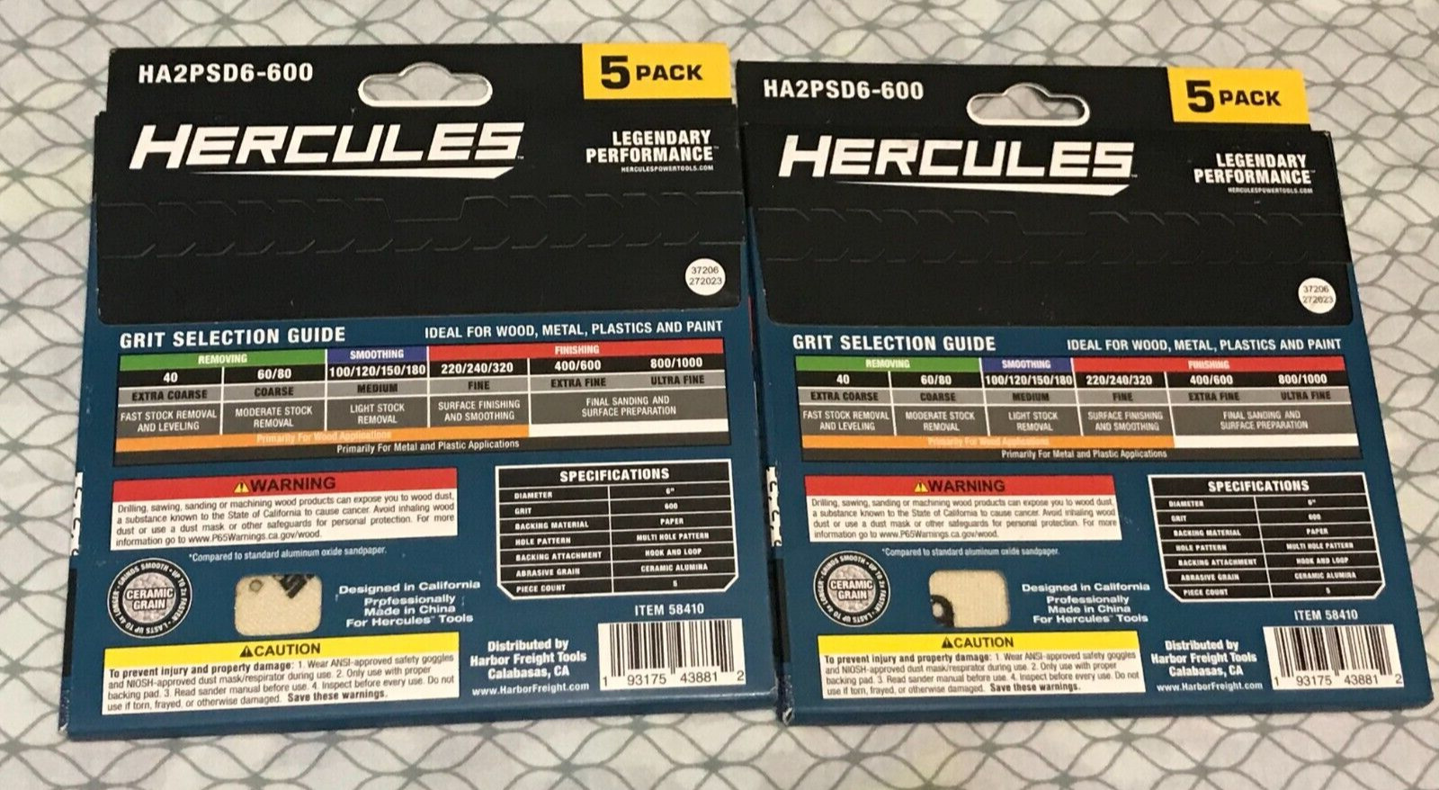 Hercules 6″ Film Sanding Discs 600 Grit HA2PSD6-600 , 5 per Pack, x2 Packs
