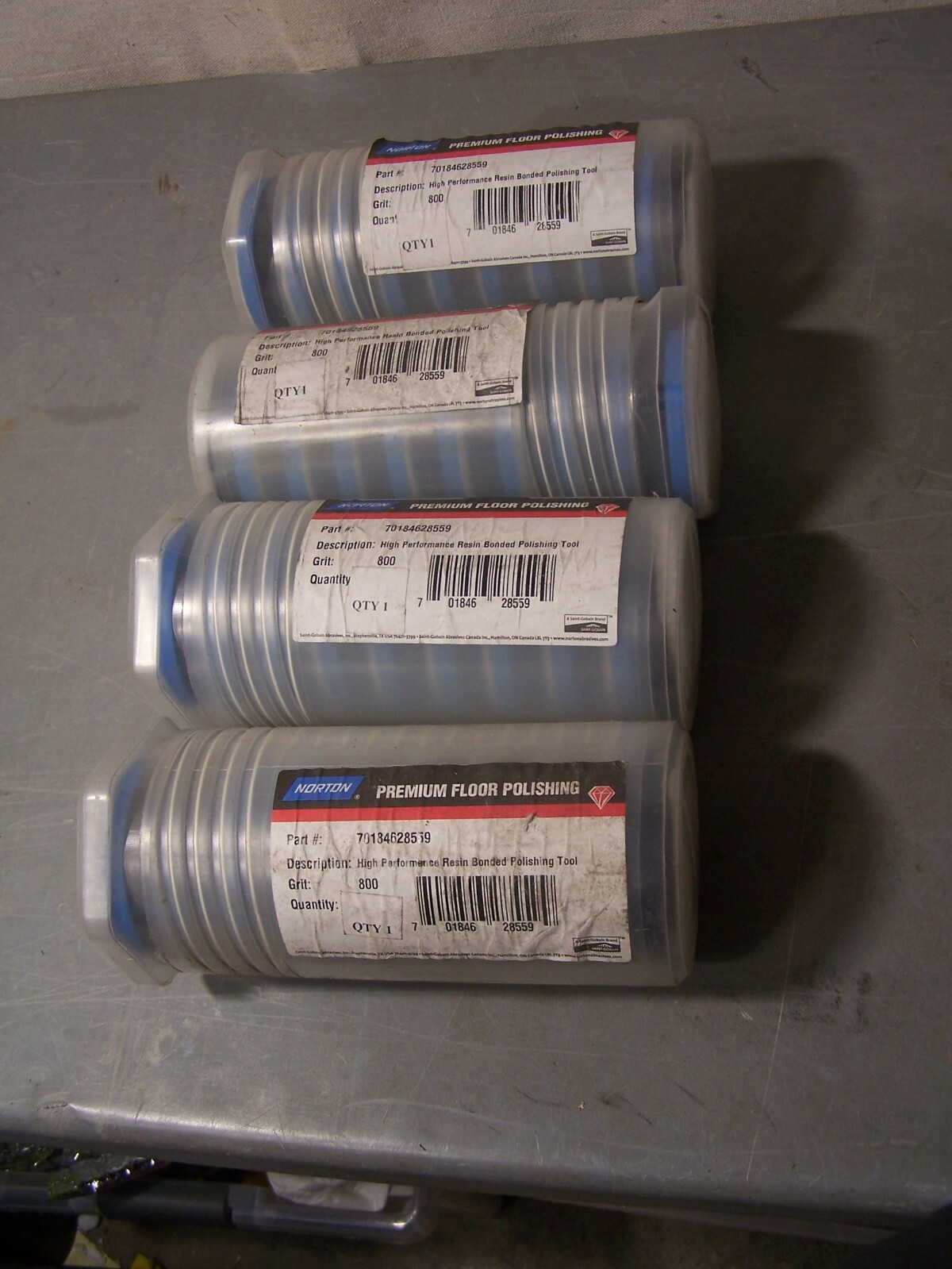 4 tubes (36 total) 3″ norton floor polishing tool discs resin bonded 800 grit