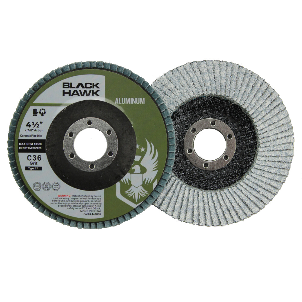 10 Pack – 4.5″ x 7/8″ BHA 60 Grit Stearate Coated Flap Discs for Aluminum T27