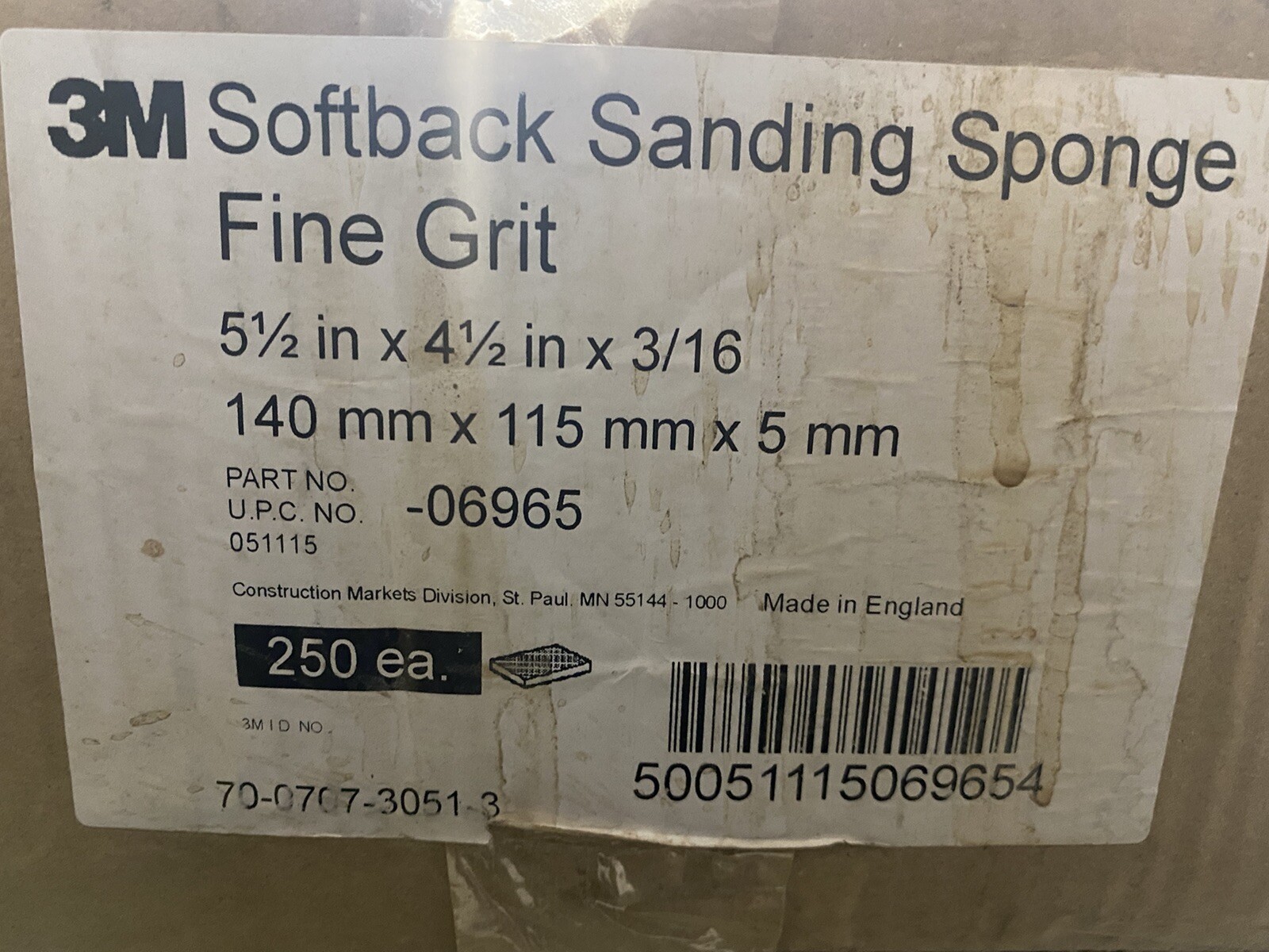 🔥3M Contour Surface Sanding Sponge 06965, 4.5 in x 5.5 in x .1875 in, 250 Fine