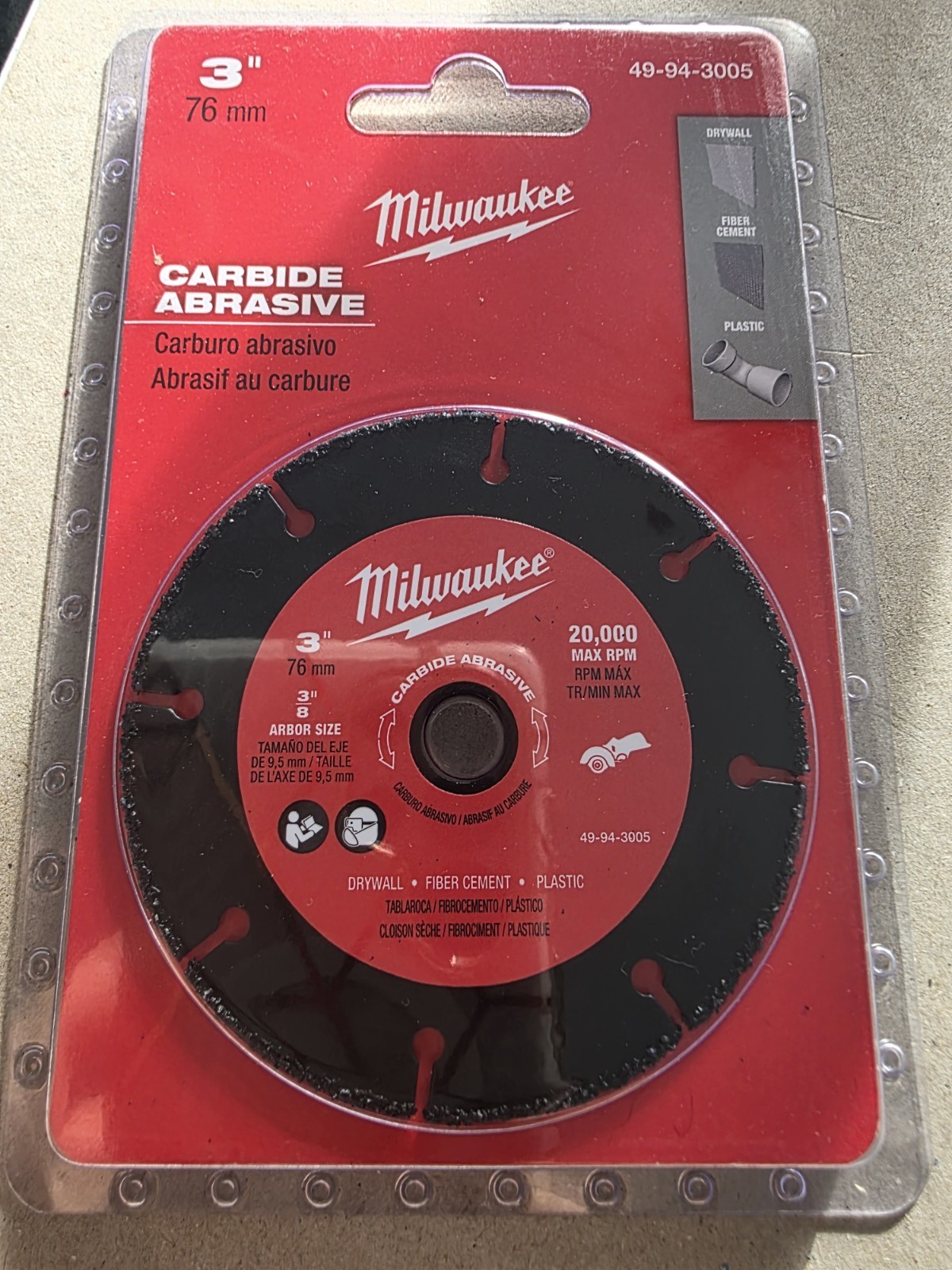 Milwaukee Tool 49-94-3005 Abrasive Cut-Off Wheel, Type 1, 3 In Dia, 0.04 In