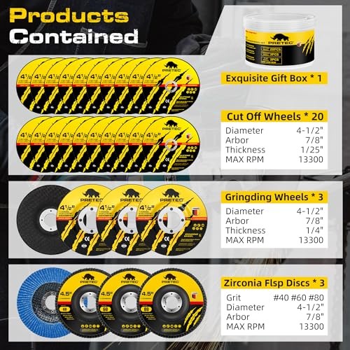 26 Packs Angle 26 Packs 4-1/2 Inch Angle Grinder Wheels with 3 Different Types