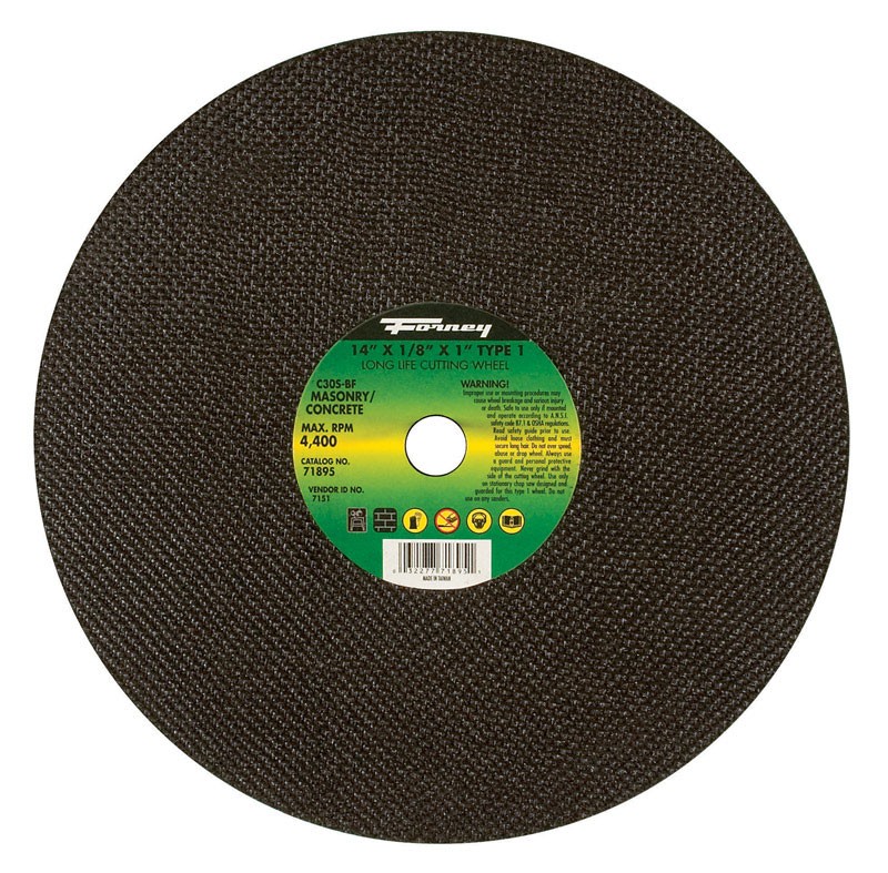 Forney 71895 Silicon Carbide 5095 rpm 14 Dia. in. Cutting Wheel 1/8 in. Thick