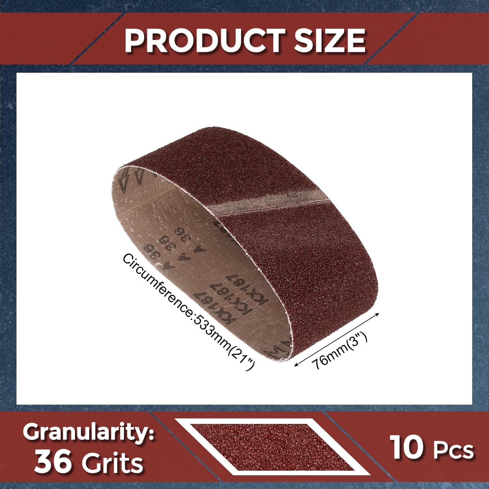 Kozelo 10 Pcs Sanding Belts 3 x 21 Inch 36 Grit Aluminum Oxide Abrasive Sandp…