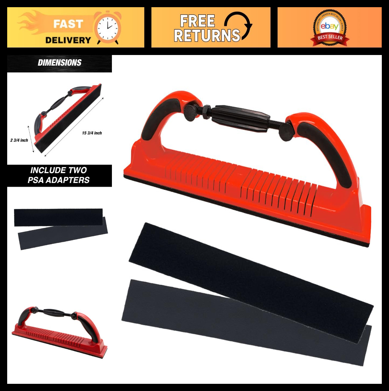 Adjustable Radius Longboard Sanding File Block – Hook & Loop, PSA, Auto Body & W