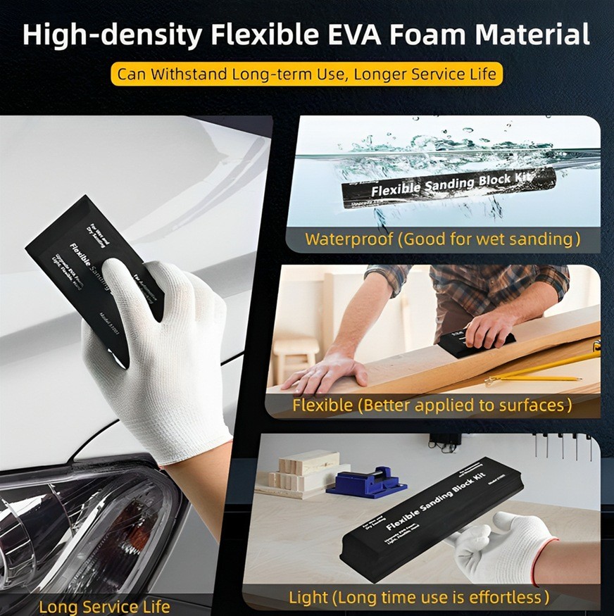 12x Sanding Block Kit Flexible EVA Wet Dry Sanding Blocks for Auto Body Woodwork