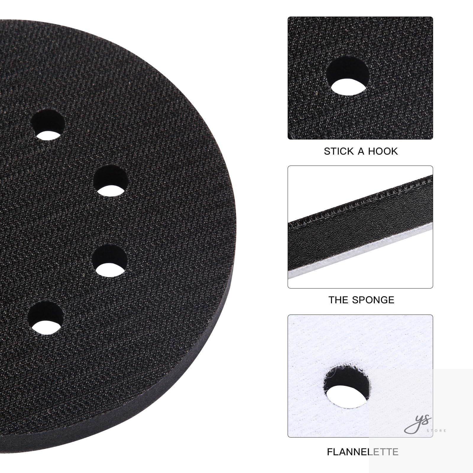 6 Pack 5 Inch 8 Hole Foam Sanding Pads, Soft Density Interface Pad Hook and Loop