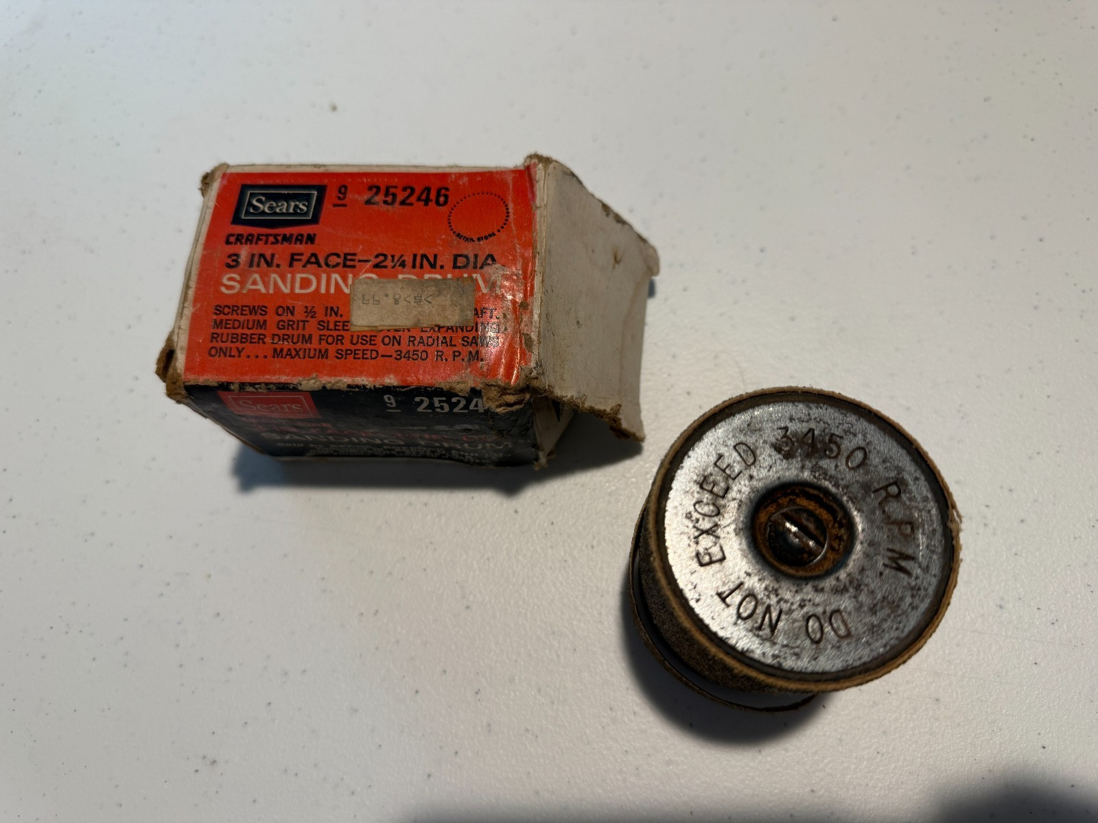 Sears Craftsman 3 in. Face 2-1/4 in. Dia. Sanding Drum # 9-25246 With Box