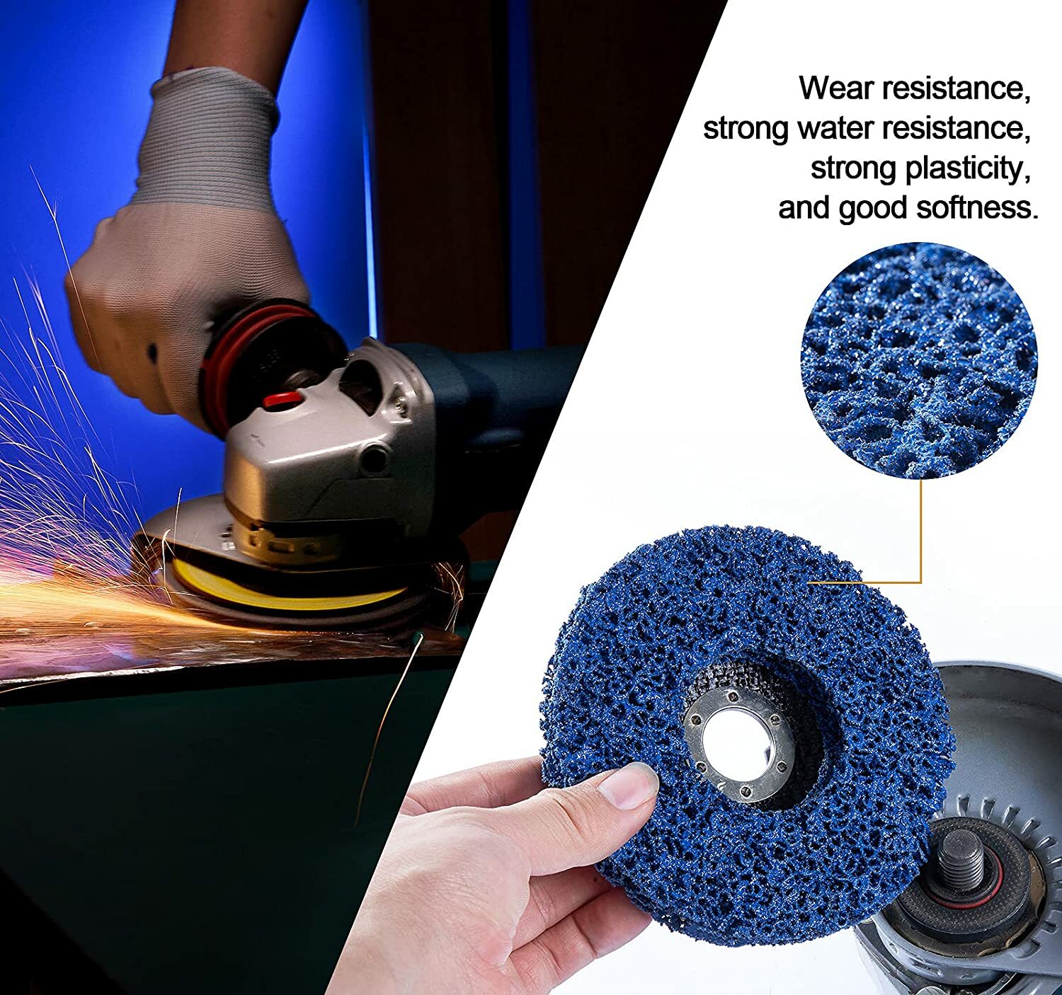 5-Pack 5″ x 7/8″ Blue Poly Strip Clean Disc Paint Stripping Wheels Rust Removal