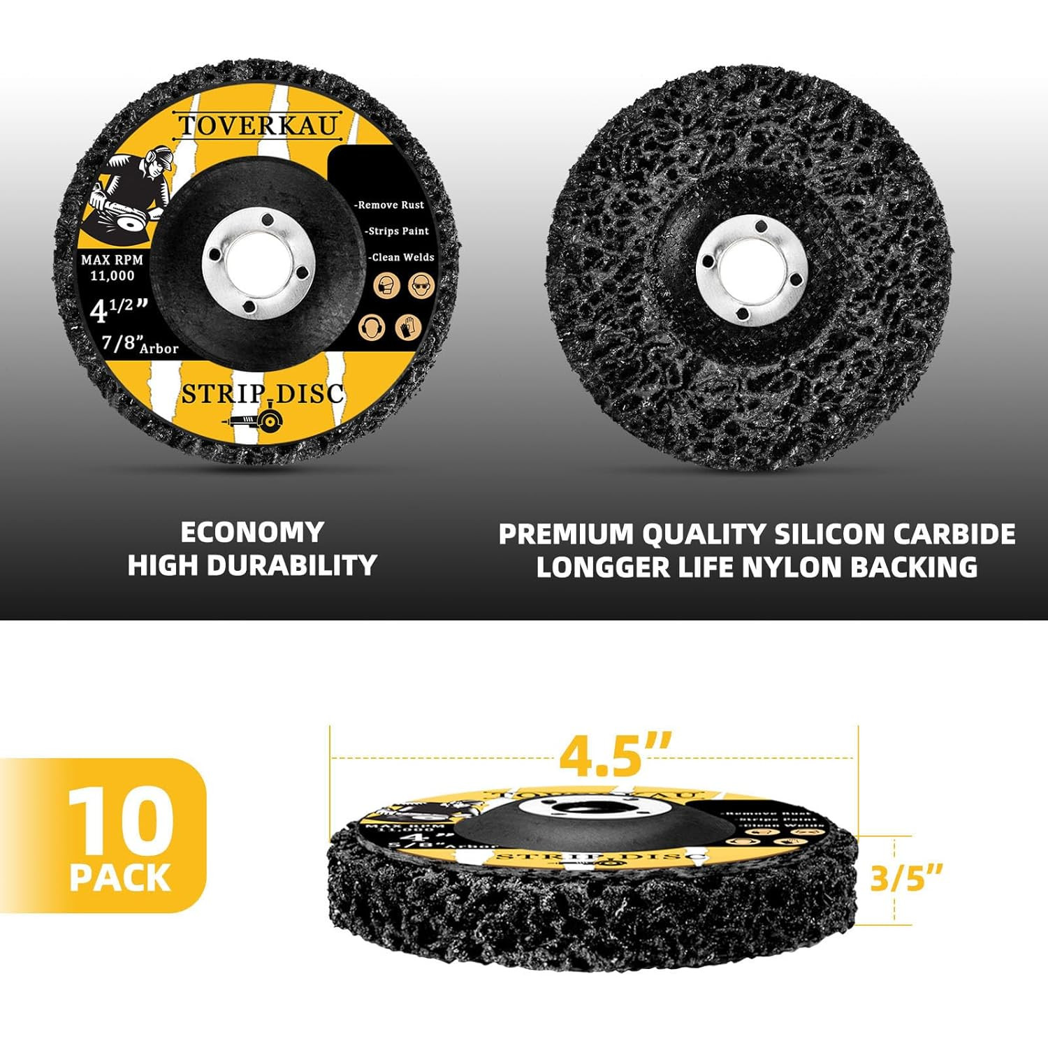 10 Pack 4.5″ Strip Discs for Angle Grinder – Rust & Paint Remover Wheels