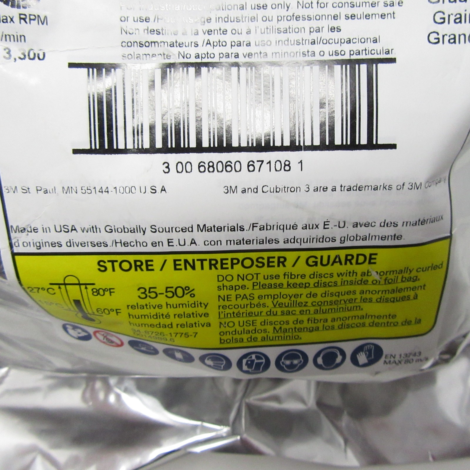3M Cubitron 3 Fibre Disc 1187C TN Quick Change 67108 4-1/2″ 80+ Grit 25Pk