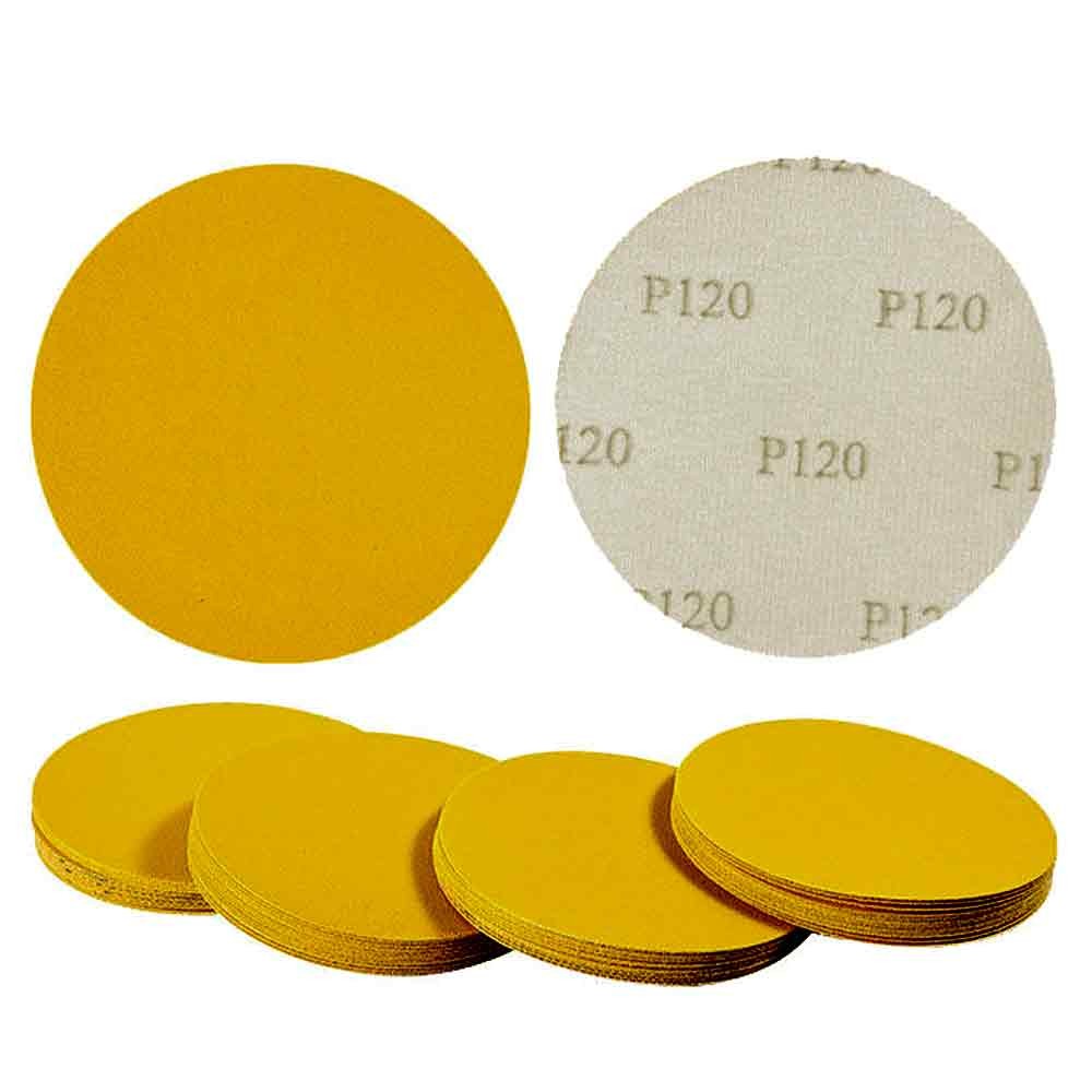 50mm 2″ Gold Sanding Discs Hook Loop Orbital Sander Pads 60 80 100-1000 Grit