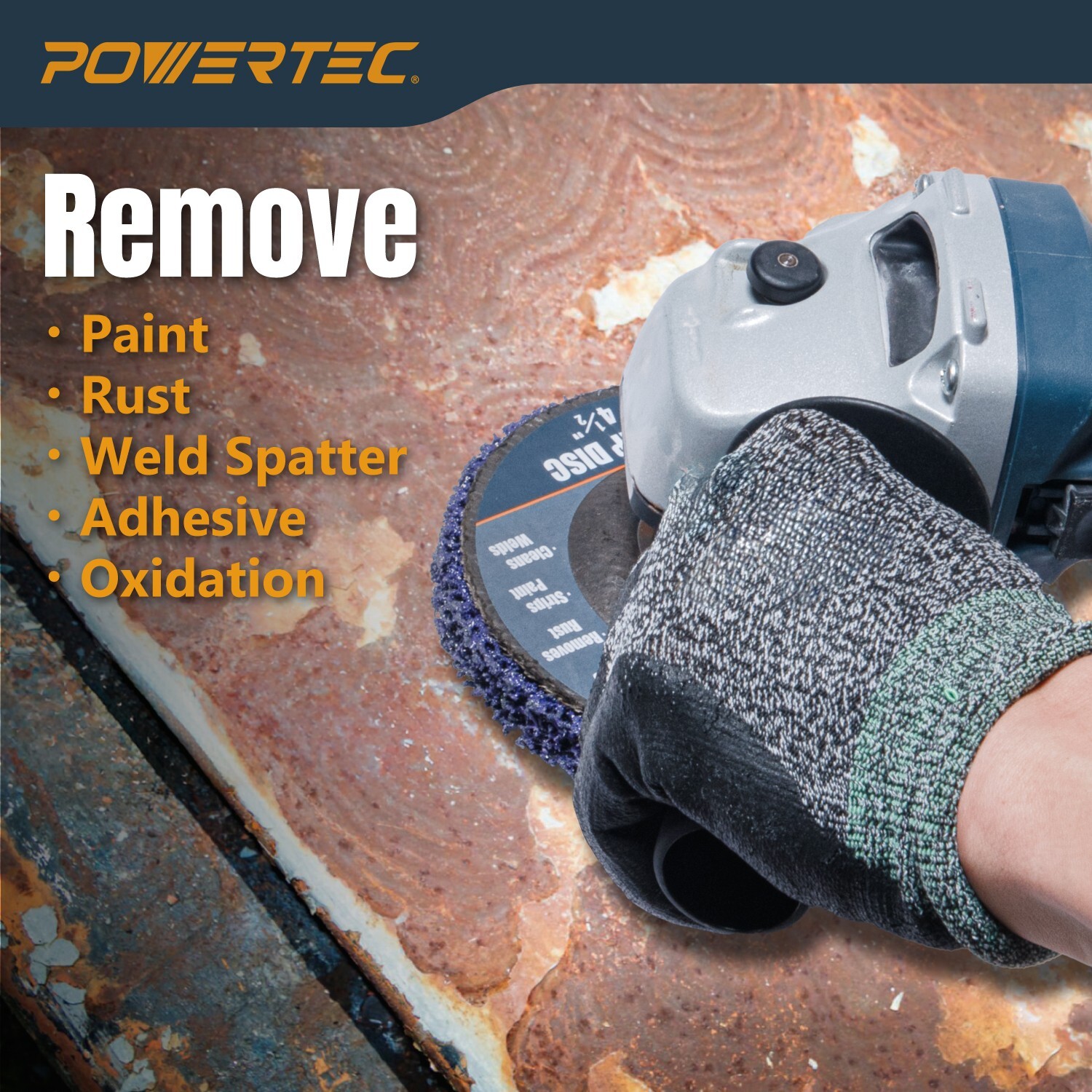POWERTEC 4-1/2 Inch Strip Discs for Angle Grinder 6-Pack, 7/8″ Arbor Stripping