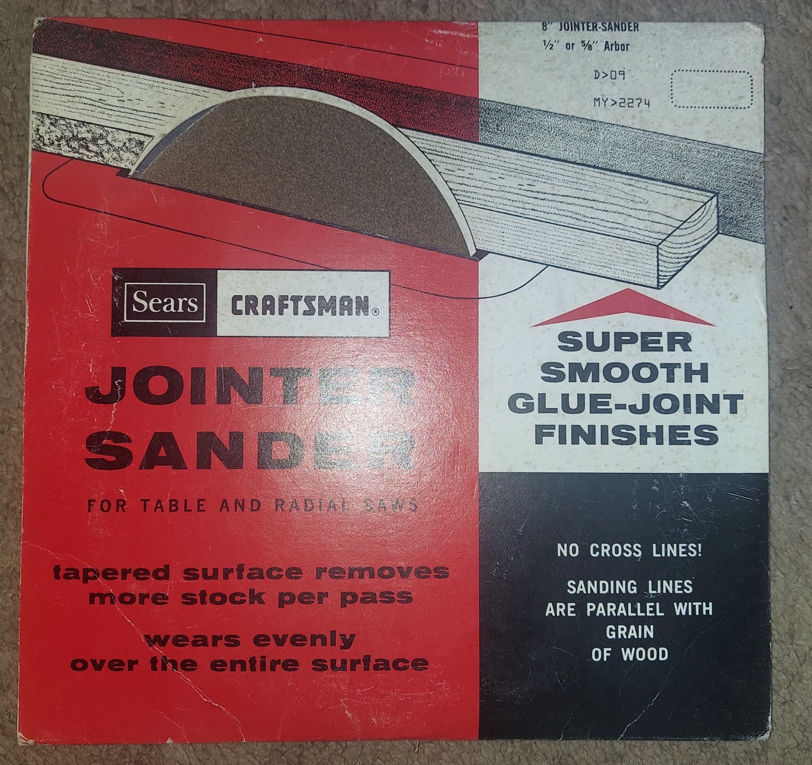 Sears Craftsman Jointer Sander Disc Bench Radial Arm Saw 8” USA Never Used