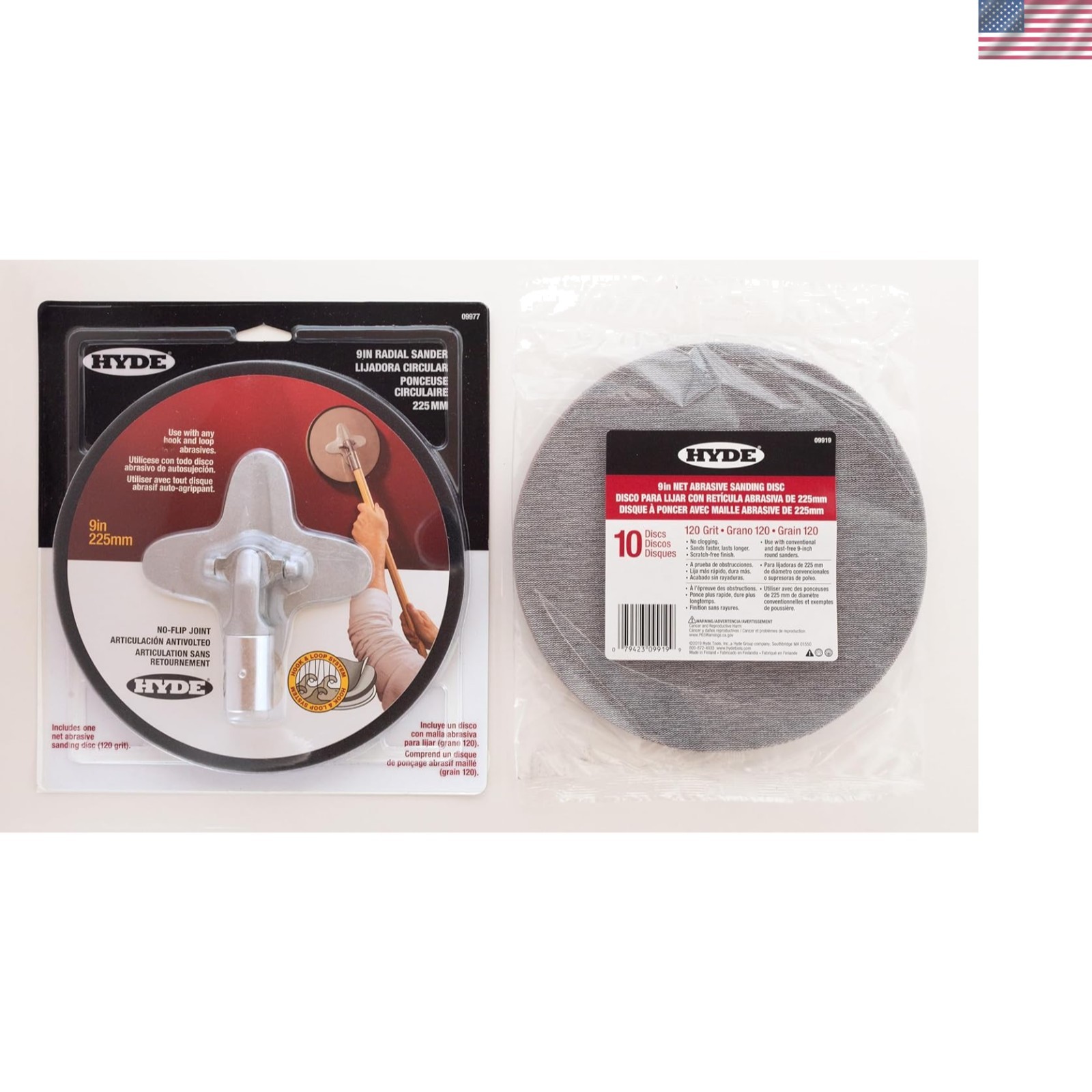 9-Inch Radial Sander Kit with 10-Pack Sanding Discs, Sanding Net, 120 Grit – …