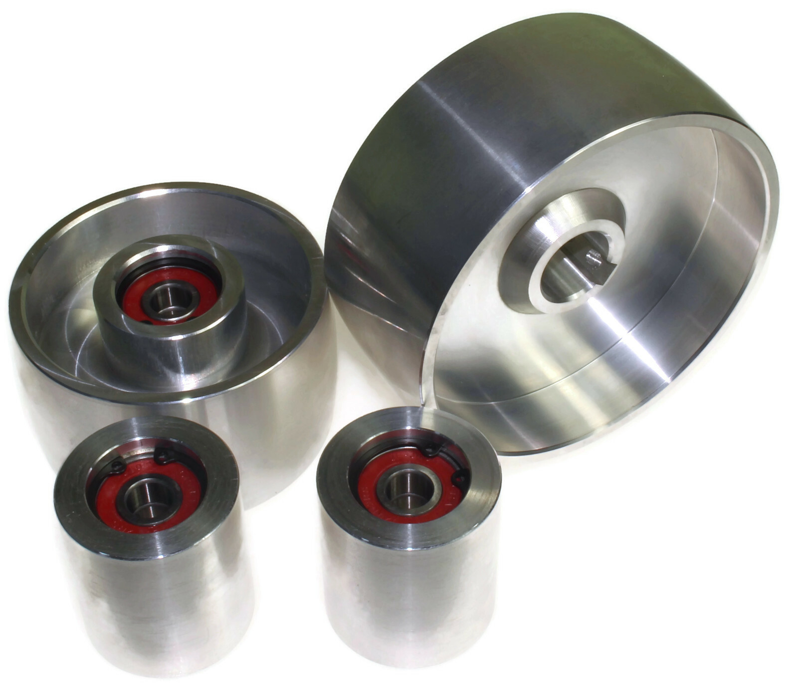 2×72″ Belt Grinder Wheels-130 mm Drive -24 mm Shaft, 100 mm Tracking 50 mm Idler
