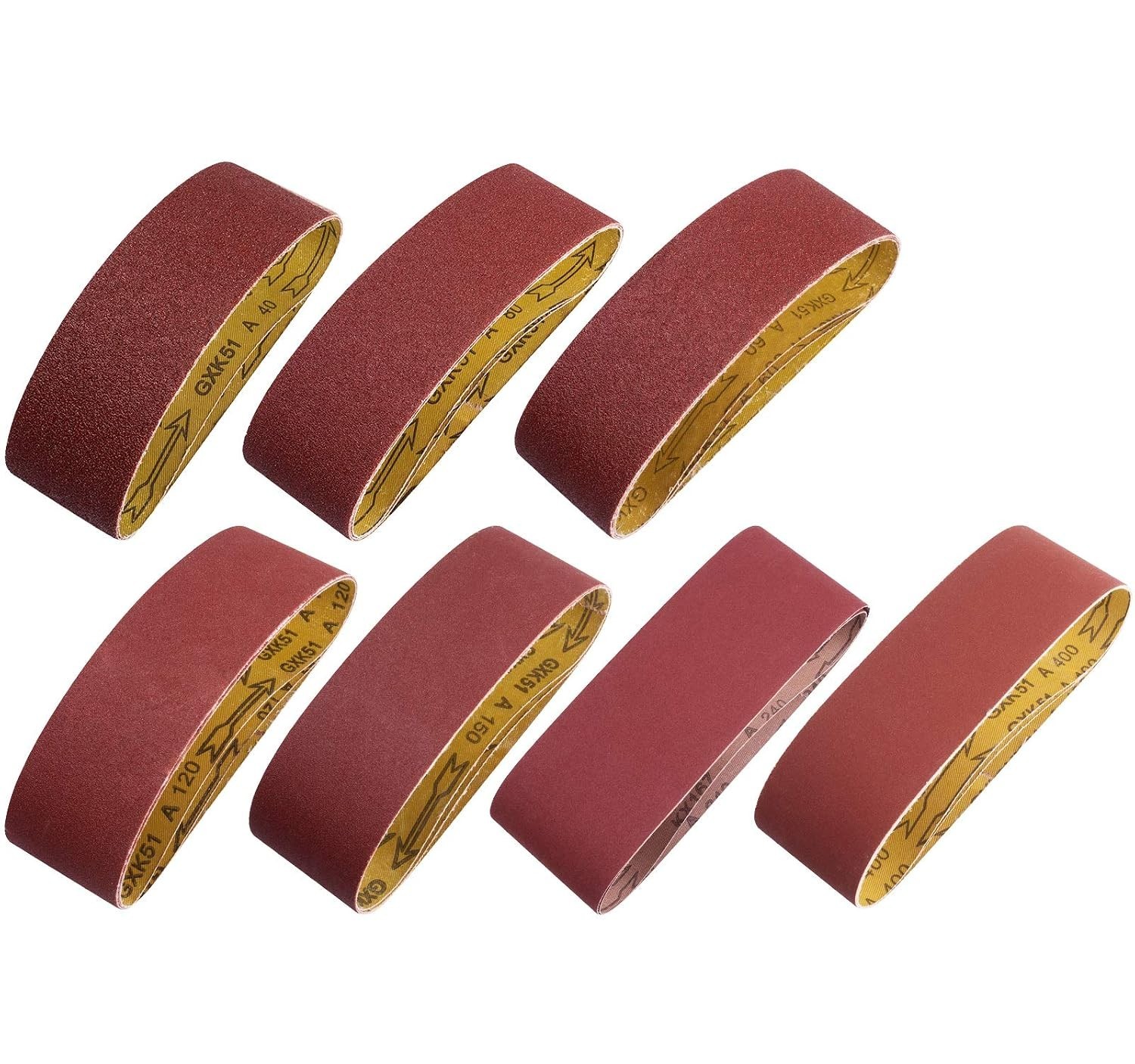 Versatile Set of 20 Sanding Belts 3×21 in Aluminum Oxide for All Applications