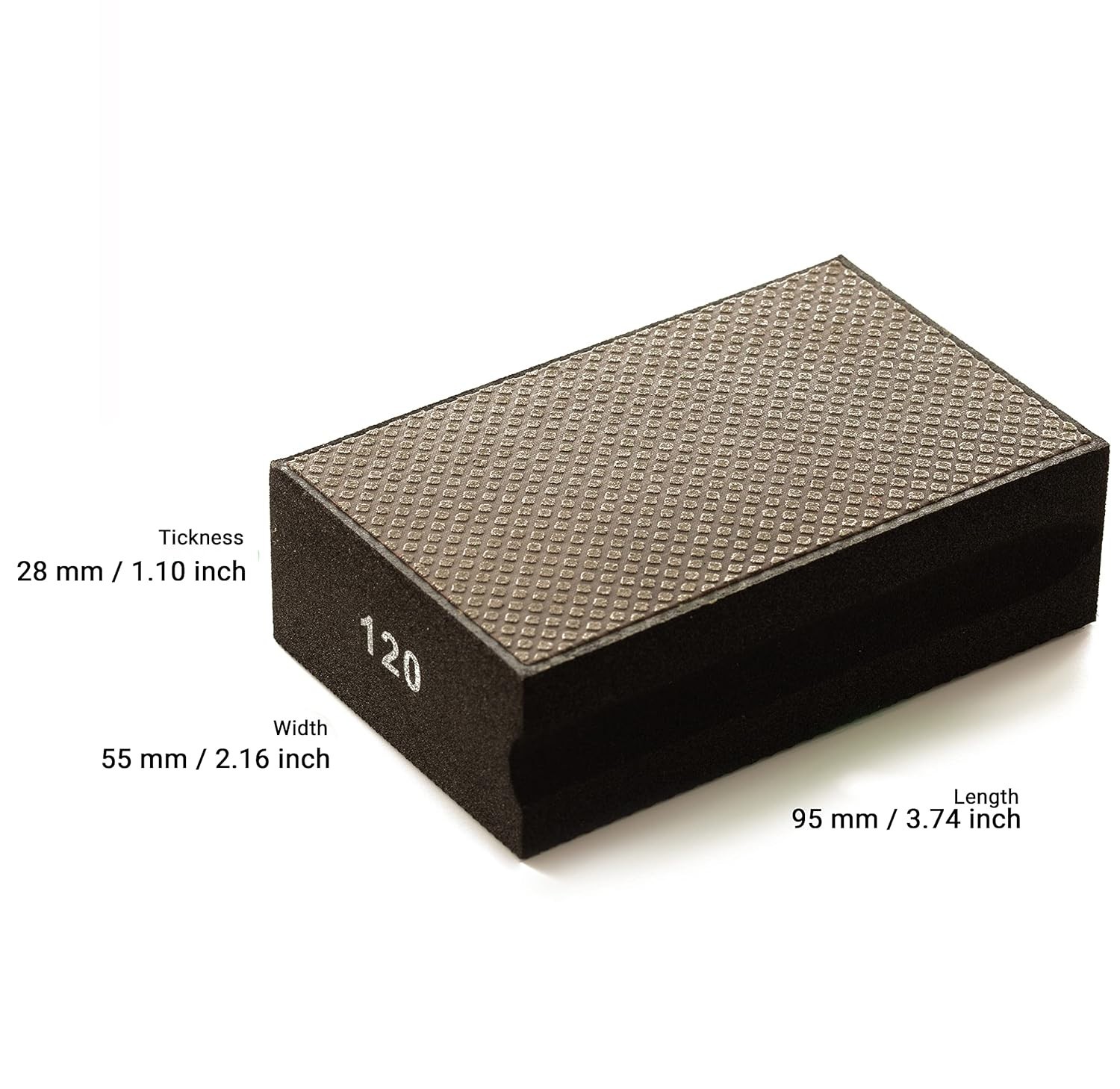 Diamond Hand Sanding Block 120 Grit for Precision Glass & Surface Finishing