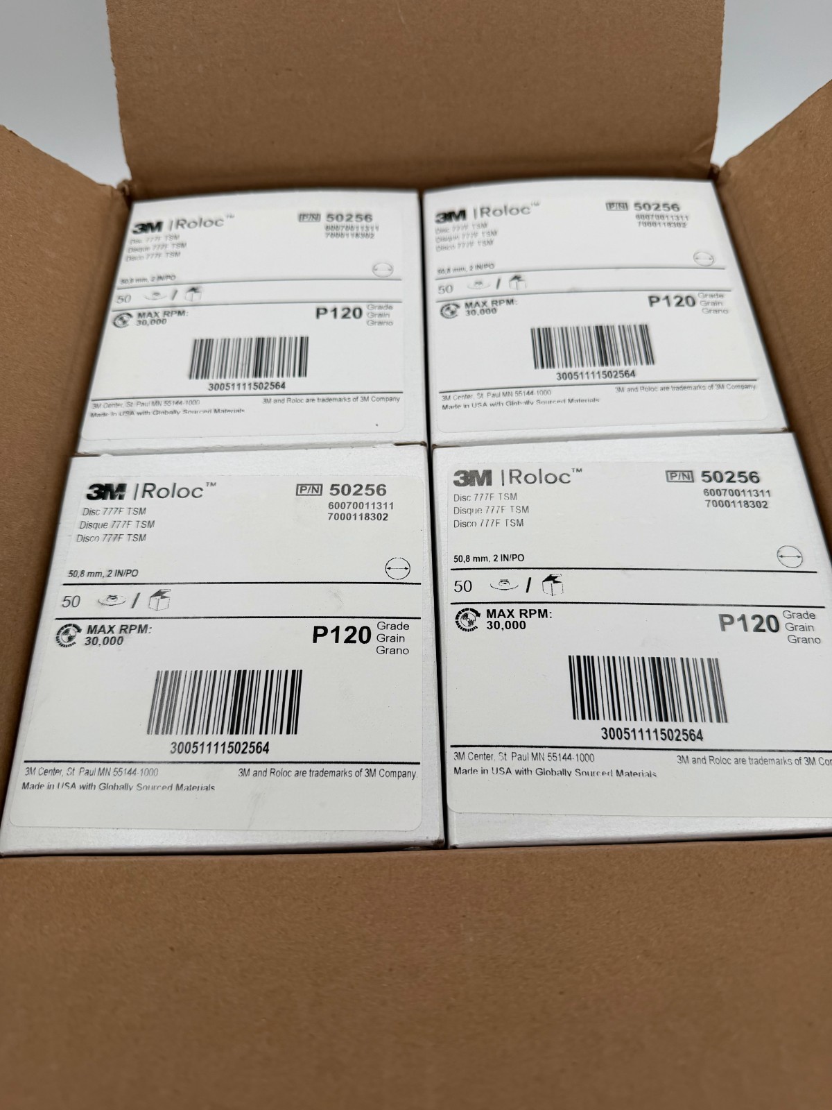 (200) 3M Roloc Disc 777F TSM 50256 4 packs of 50 – 7000118302 30,000 MAX RPM
