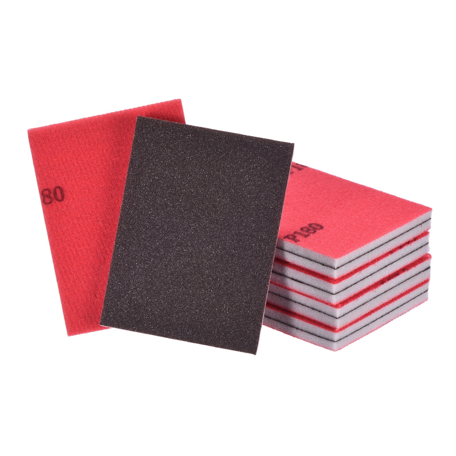 10 Pcs 180 Grit 4 x 2.8 Inch Hook & Loop Foam Sanding Blocks, Black