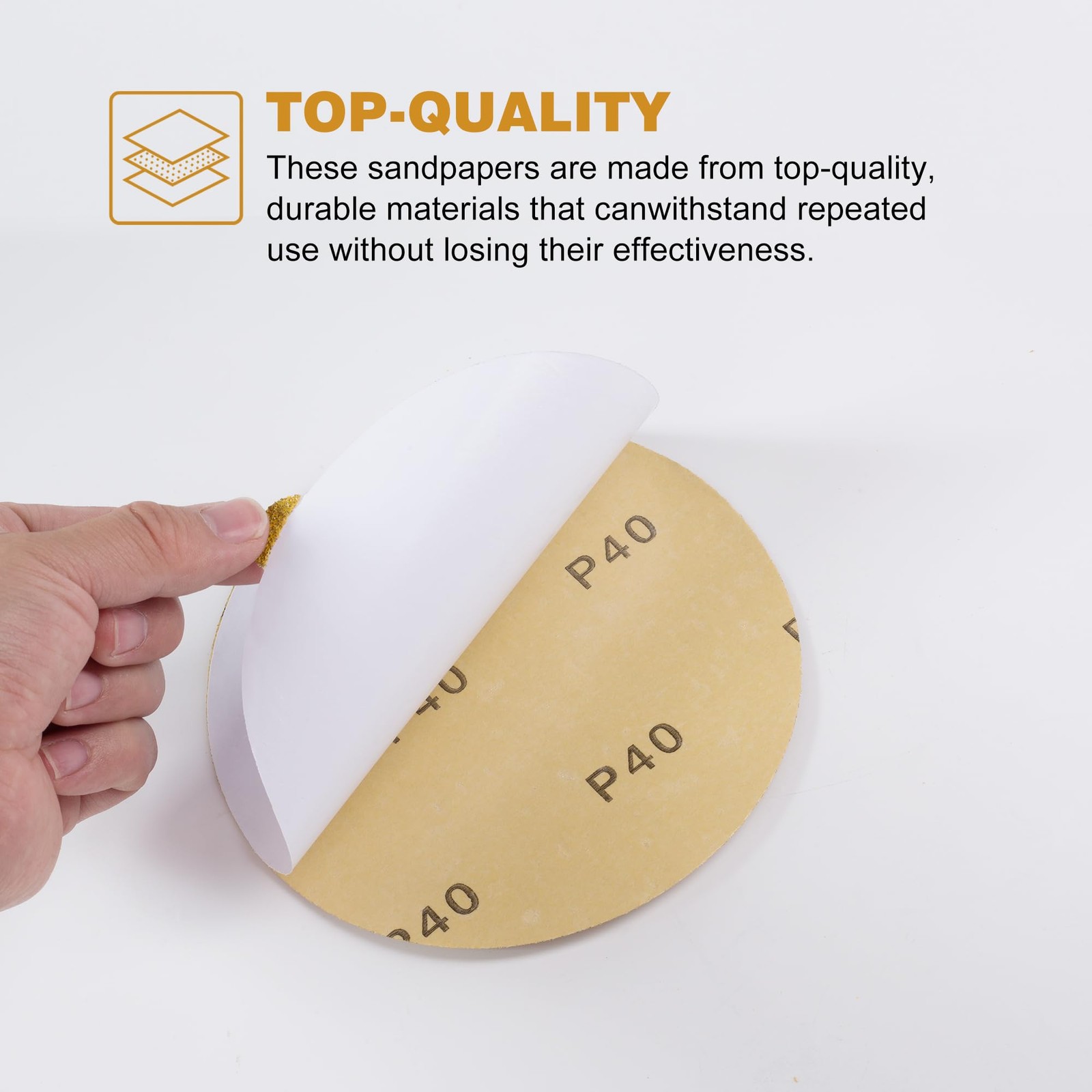 Shawya 50 PCS 6 Inch PSA Sanding Discs 40 Grit Self Adhesive 6 inch, Yellow