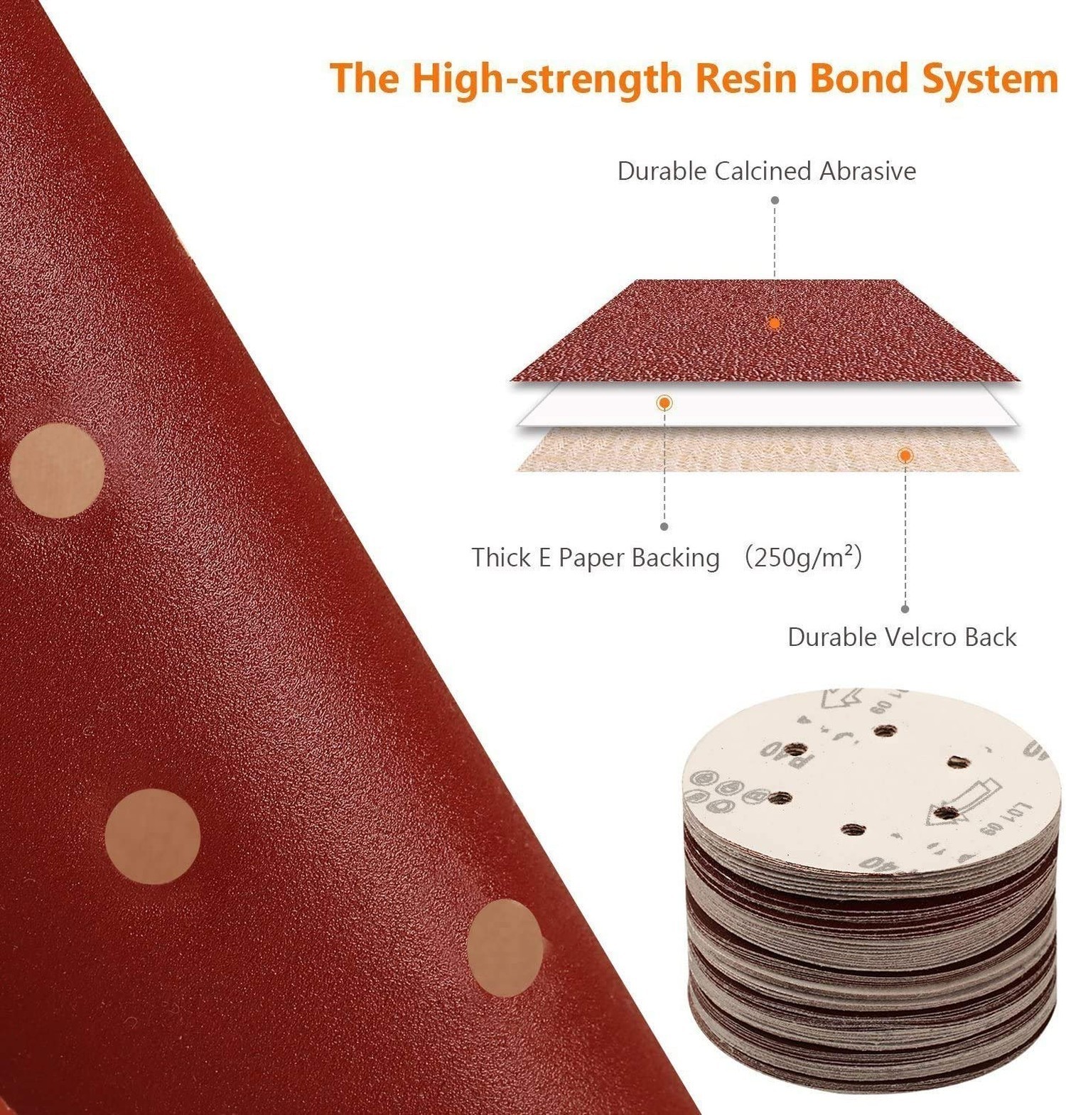 5 Inch 8 Hole Fine Grit Sanding Discs 100 Pack, 400 800 1000 1500 2000 Grit (…