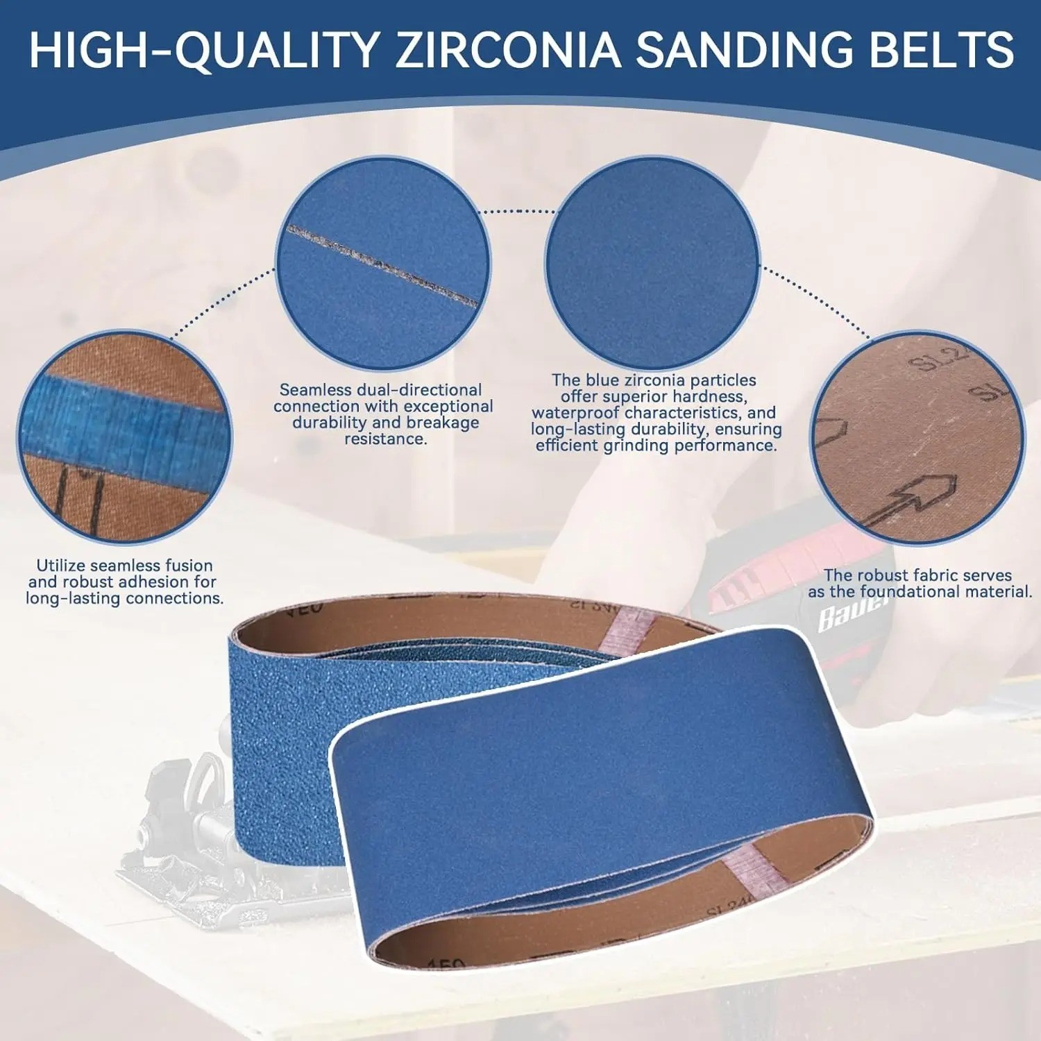4x36inch 40-400 Grit Zirconia Sanding Belts, Heavy Duty Long-Lasting
