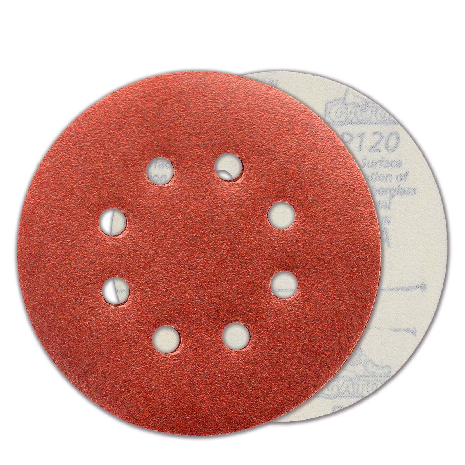 12 – Gator Hook & Loop Sanding Discs 120 Fine 5″ (127mm) Red Resin Vented Hole