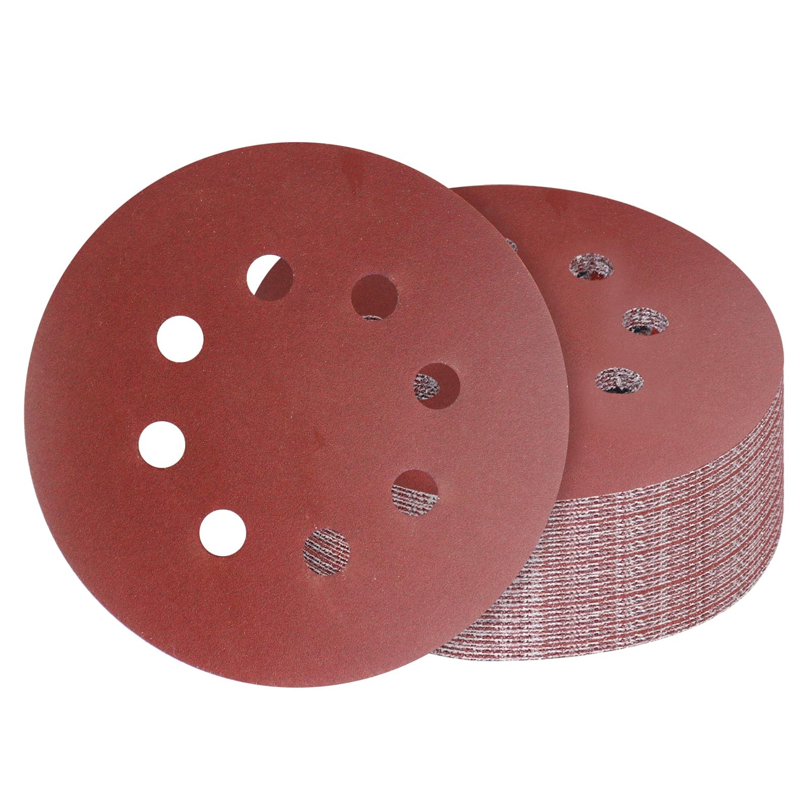 5 Inch 8 Hole Sanding Discs Hook and Loop, 20 PCS 120 Grit Round Sand Paper D…