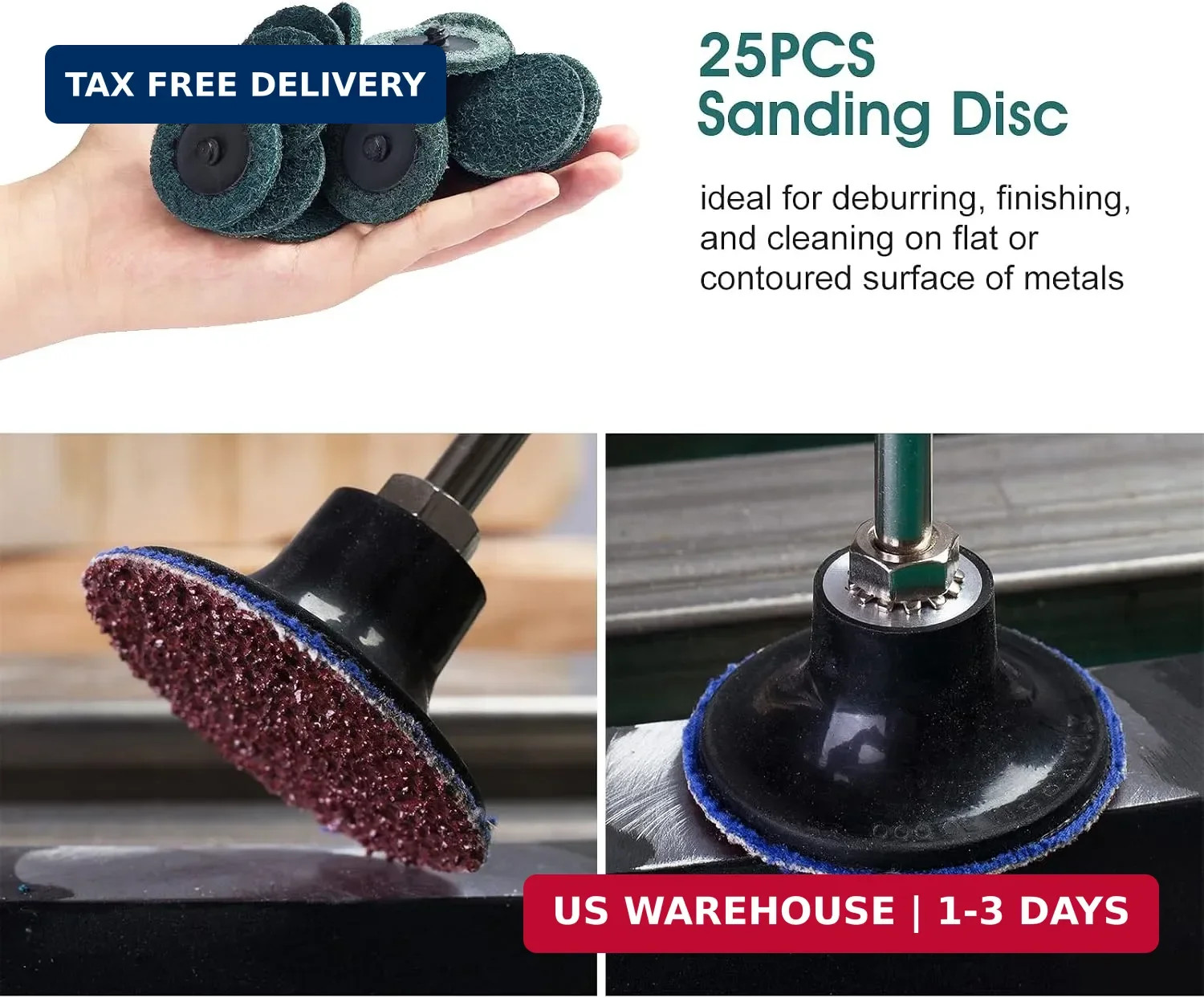 S SATC 25PCS Quick Change Discs Set, 2 Inch Die Grinder Sanding Discs for Die Gr