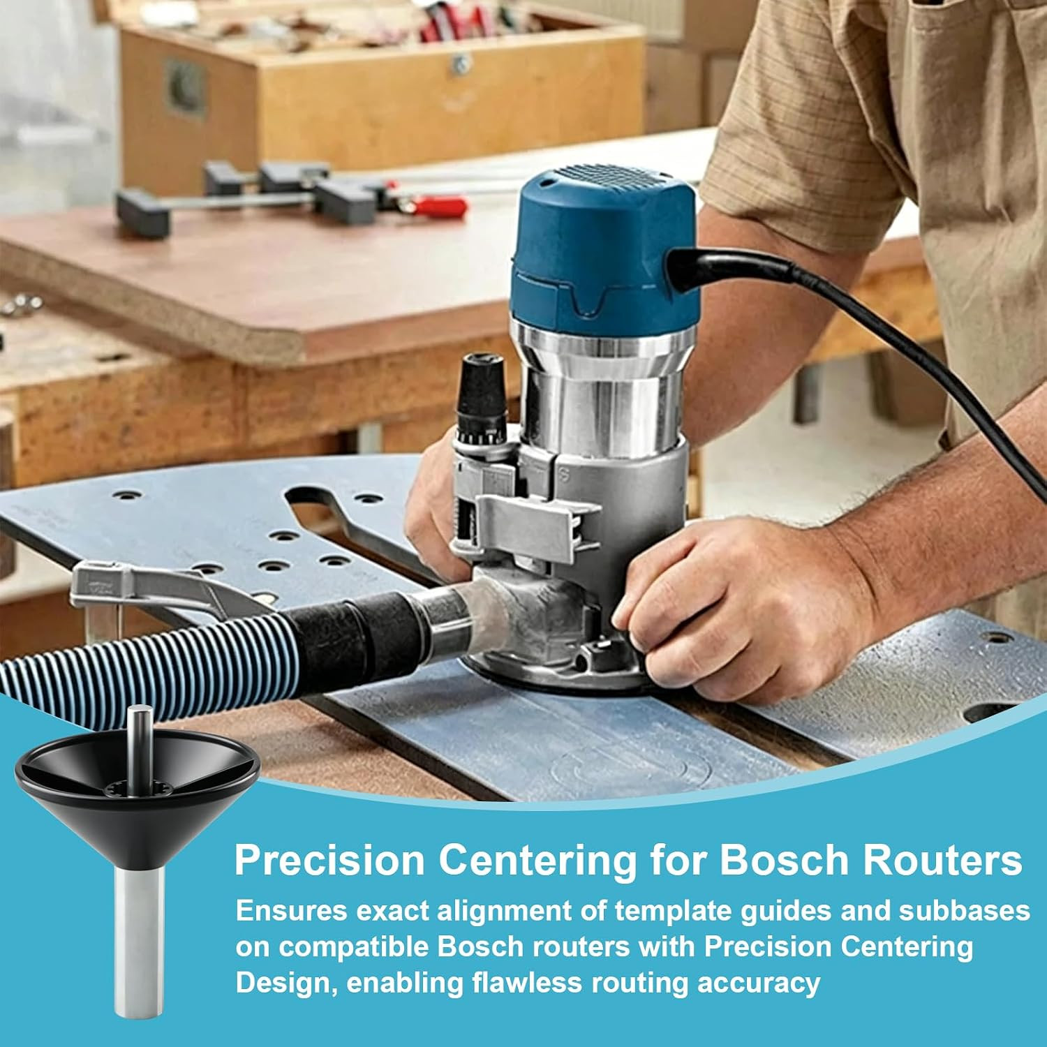 RA1151 Router Subbase Centering Pin and Cone Works with 1/4 In.Or 1/2 In.Collet