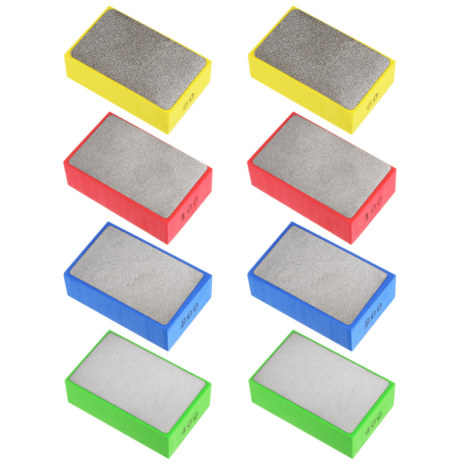 8pcs Diamond Polishing Pad 2 Set 60# 100# 200# 400# Grits Sanding Blocks