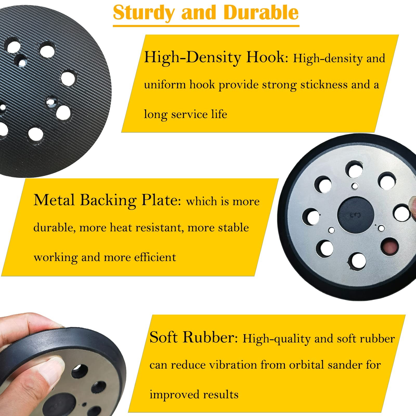 2 Pack 5 Inch 8-Hole Metal Replacement Sander Pads for Dewalt Sander – 5″ Hoo…