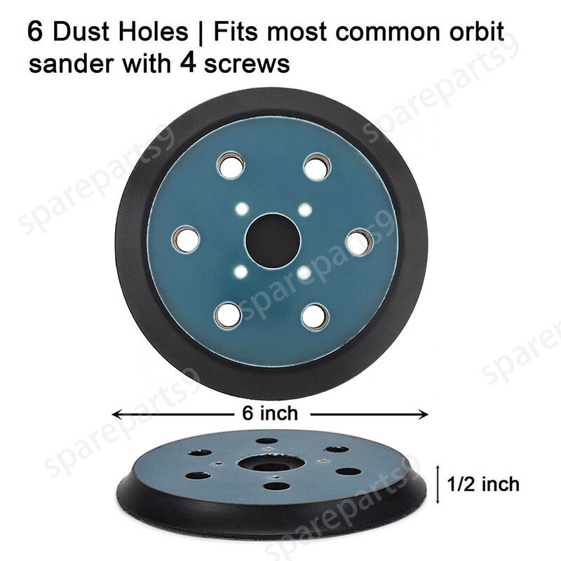 6″ 6 Hole Orbit Sander Backing Pad for Ridgid R2611 Hook and Loop Sanding Pad