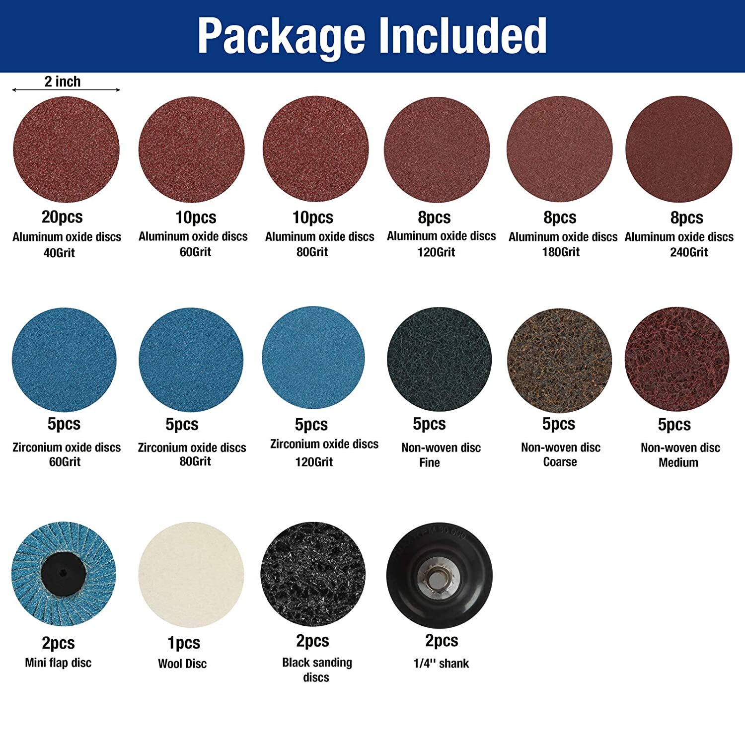 WORKPRO 101PCs Sanding Discs Set for Grind Polish Burr Finish Rust Paint Removal