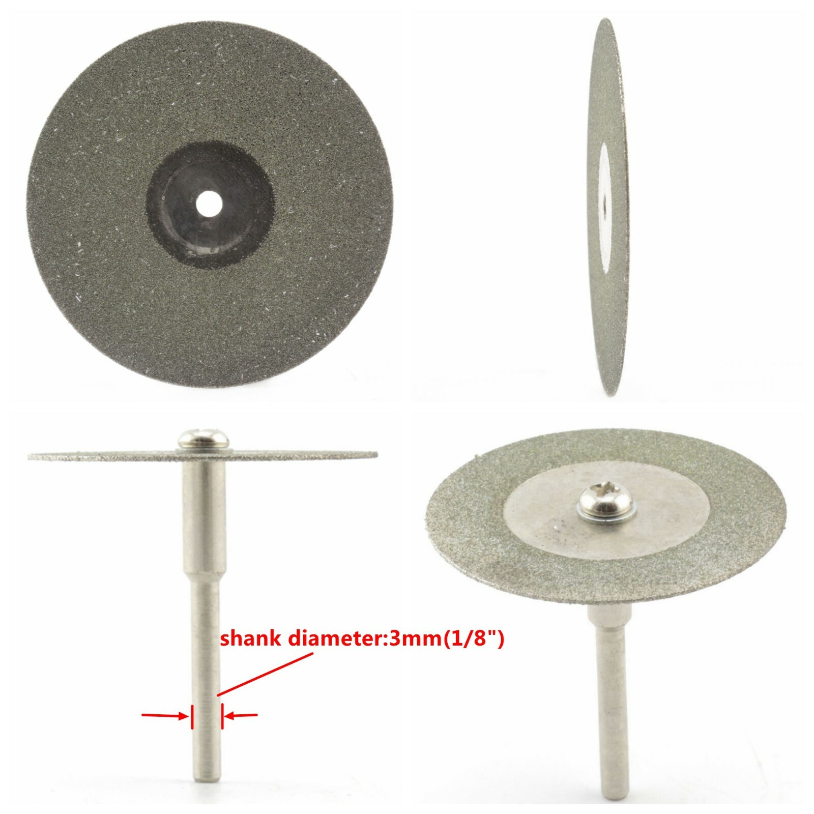 10Pcs 30mm(1 – 3/16″) Diamond Cutting Wheels – 1/8″ Shank Rotary Cut-off Discs