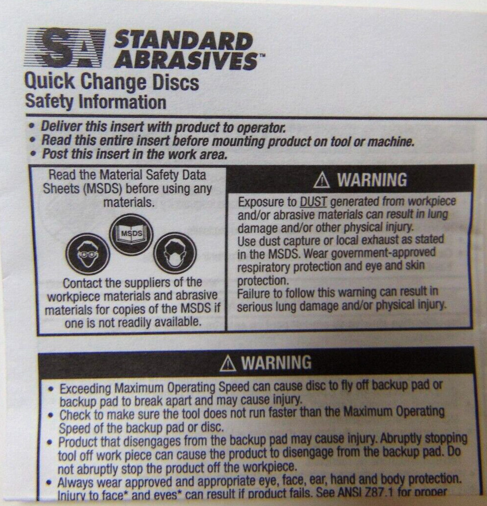 STANDARD ABRASIVES 1″ QUICK CHANGING DISCS * LOT OF 26* 30,000 RPMS NON WOVEN