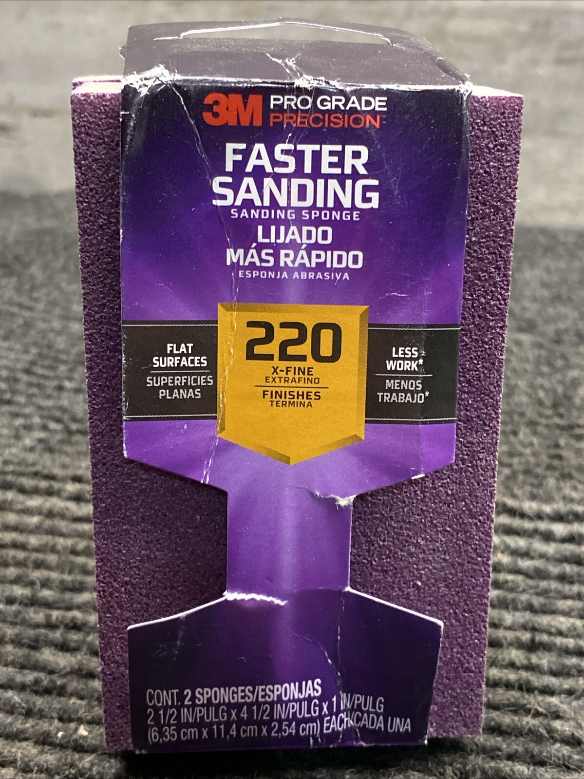 3M Pro Grade Precision 2-1/2 in. x 4-1/2 in. x 1 in. 220-Grit Extra Fine Block