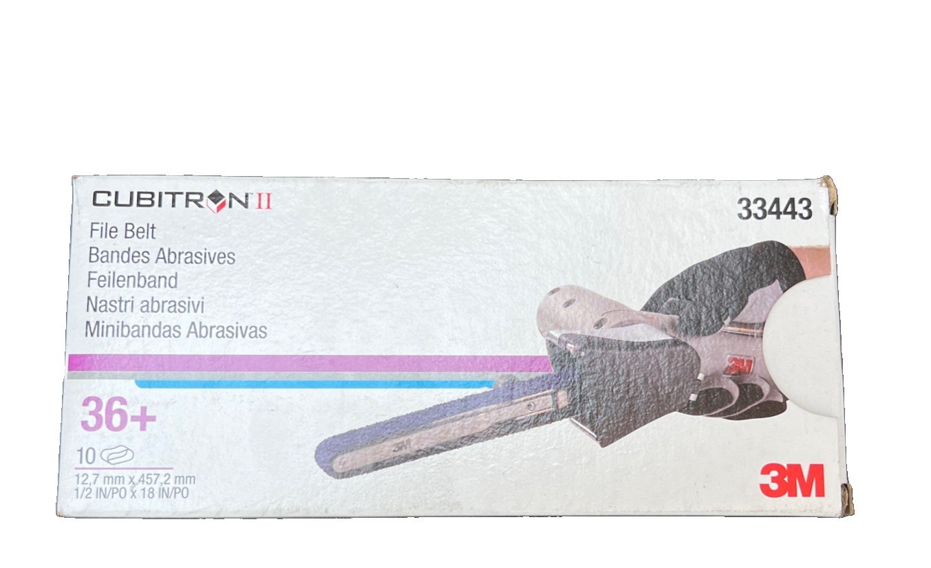 3M 33443 Cubitron II Purple 1/2 in. x 18 in. 36 Grit File Sanding Belt (10 ct)
