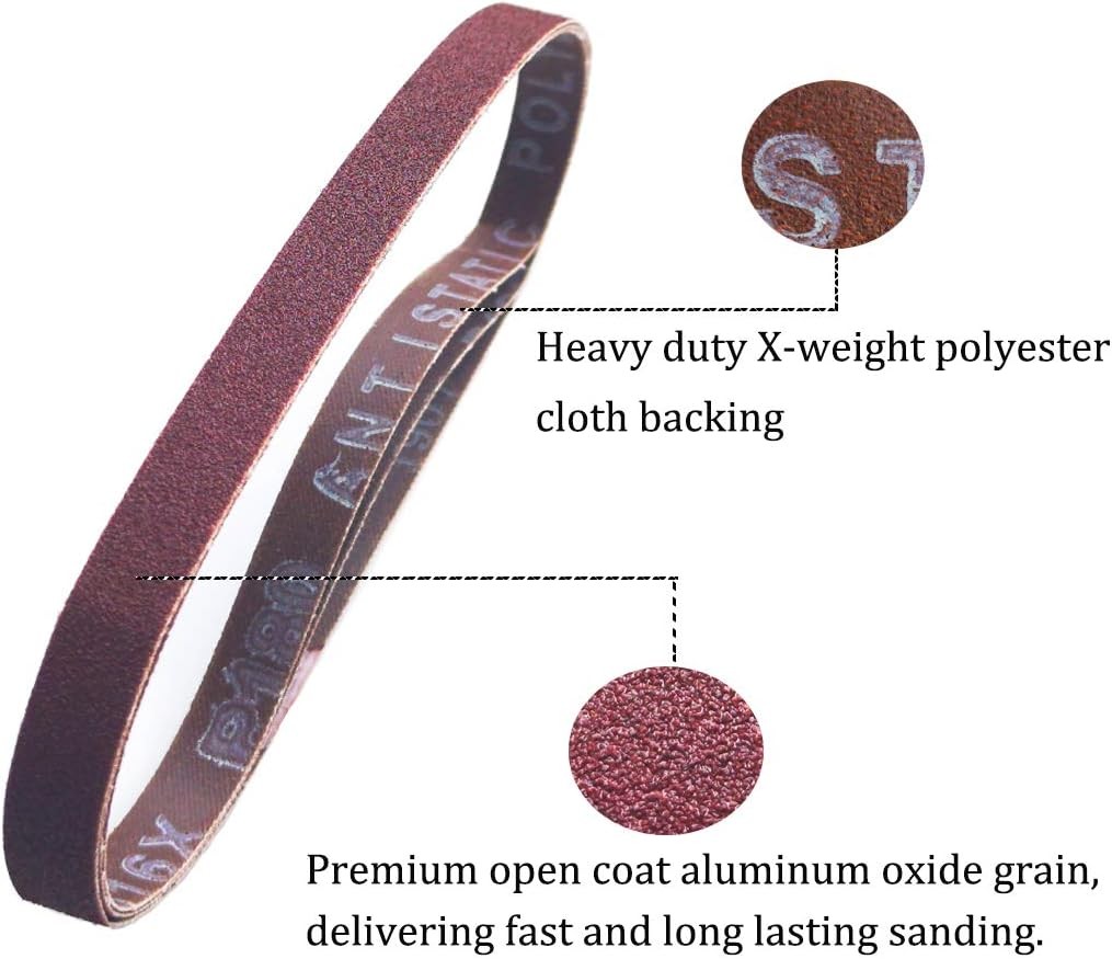 1/2 x 18 Inch Aluminum Oxide Sanding Belts, 4 Each of 40/60/80/120/180/240
