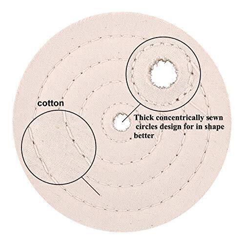6 In Extra Thick Cotton Buffing Wheel, 5/8 Inch Arbor Hole Fine Polishing Wheel
