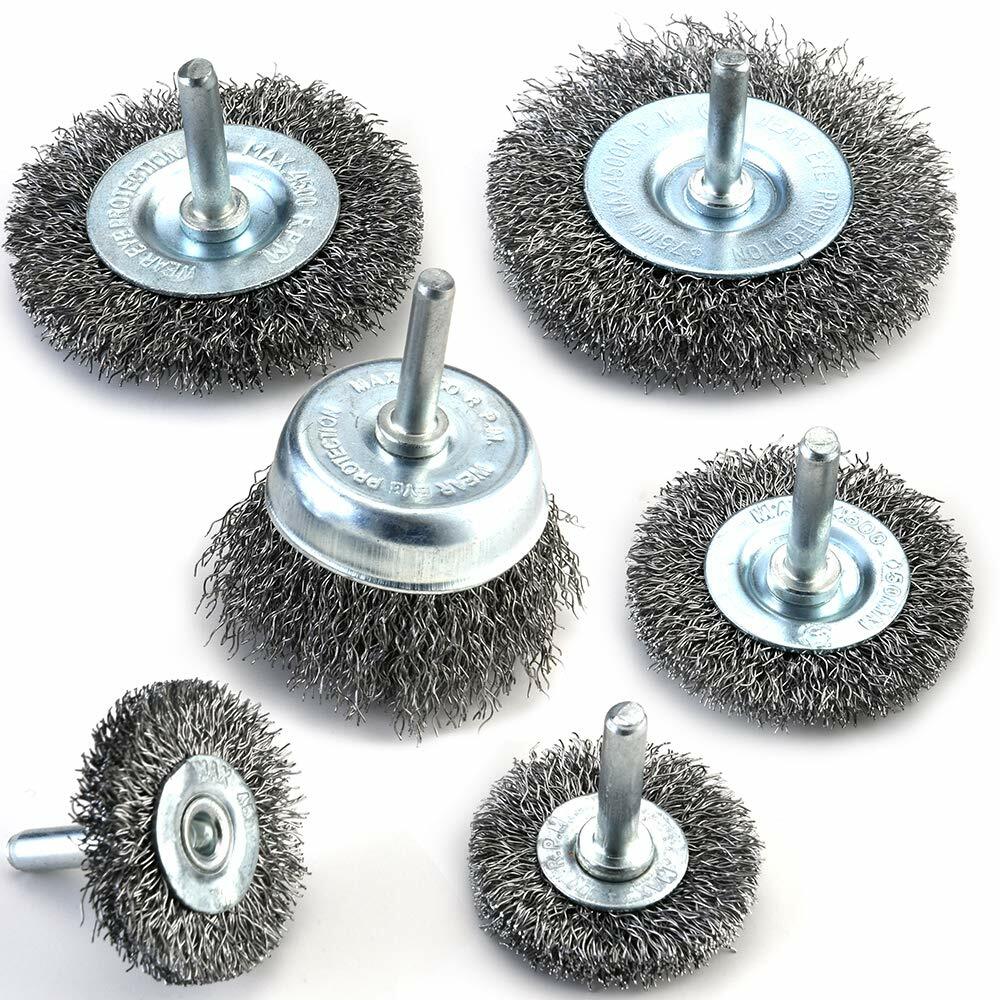1/4”Shank Wire Brush Wheel Cup Flat End Brushes Rotary Grinder Tools Drill Bits