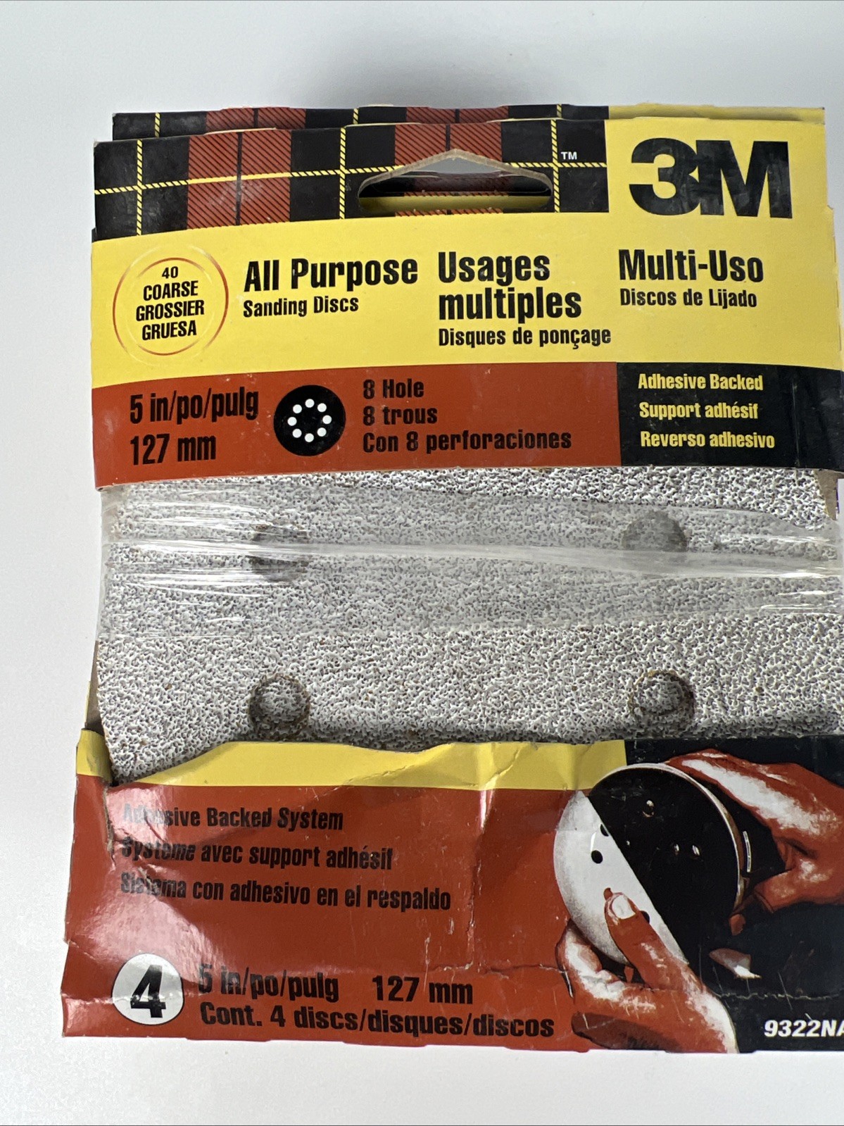 Lot of 10-3M 4-pack 5″ Center Mount Sanding Discs 40 Grit -40 Discs Total