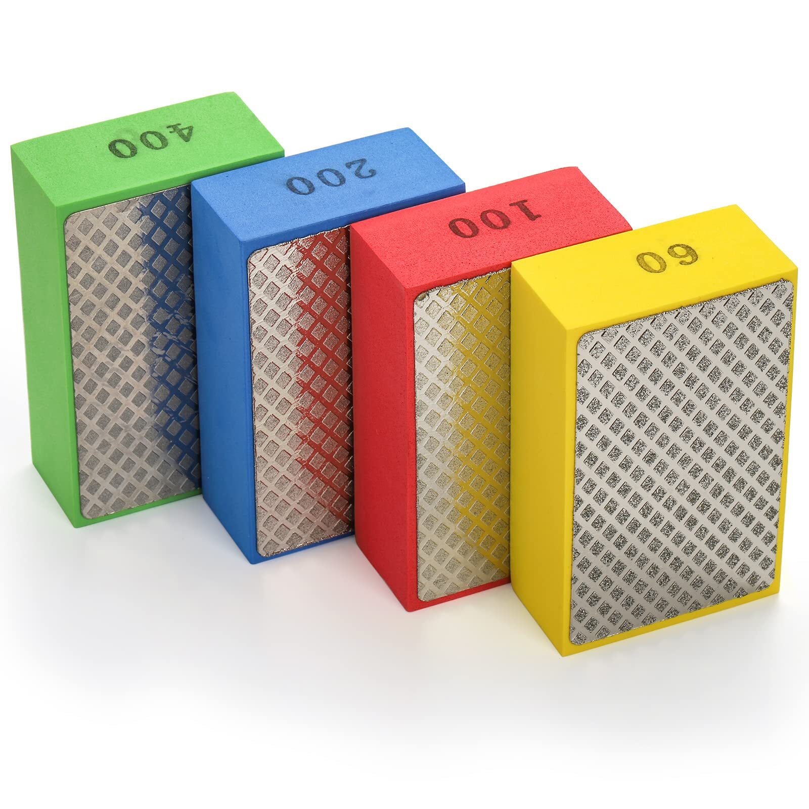 4 Pack Diamond Hand Polishing Pads Hand Sanding Blocks Sandpaper Sponge Tile Pol