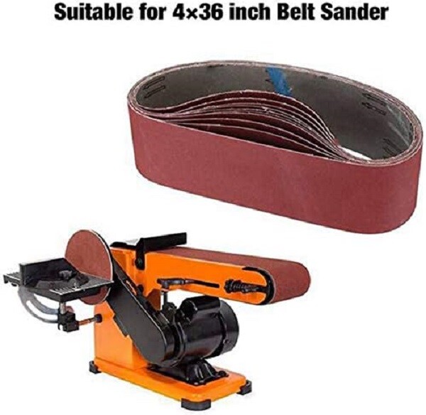 SATC 5PCS 4“ x 36”(100x915mm) Aluminum Oxide Abrasive Sanding Belts P80 for Wood