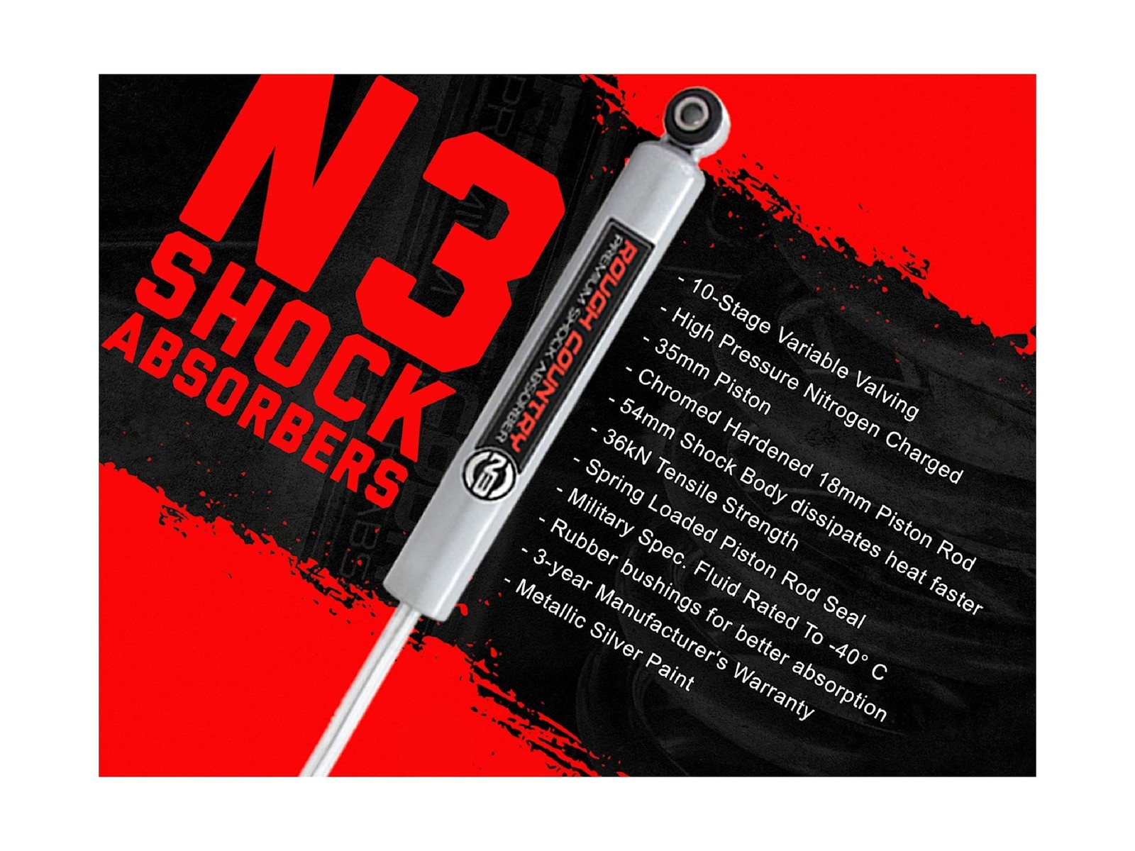 Rough Country 2.5-3.5″ N3 Front Shocks for GM 1/2-Ton Suburban/Tahoe – 23196_A