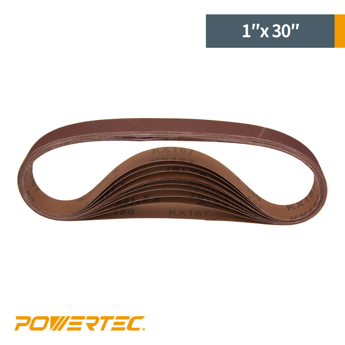 POWERTEC 1 x 30″ A/O Sanding Belt Assortment 20PK (60,80,120,180,240,400 Grit)