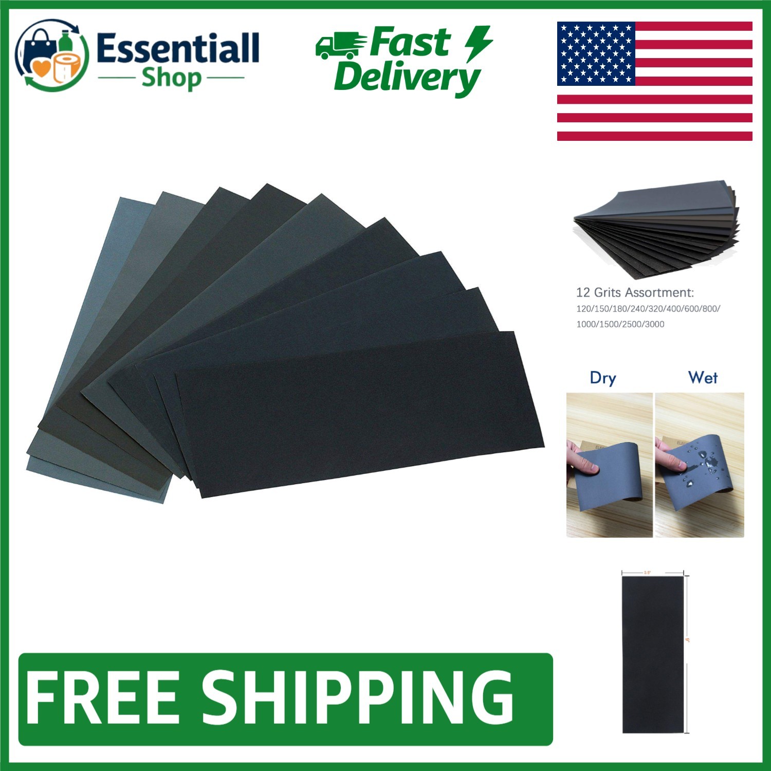 Durable 24PCS Sandpaper Pack – 12 Grit Sizes for Superior Sanding Efficiency